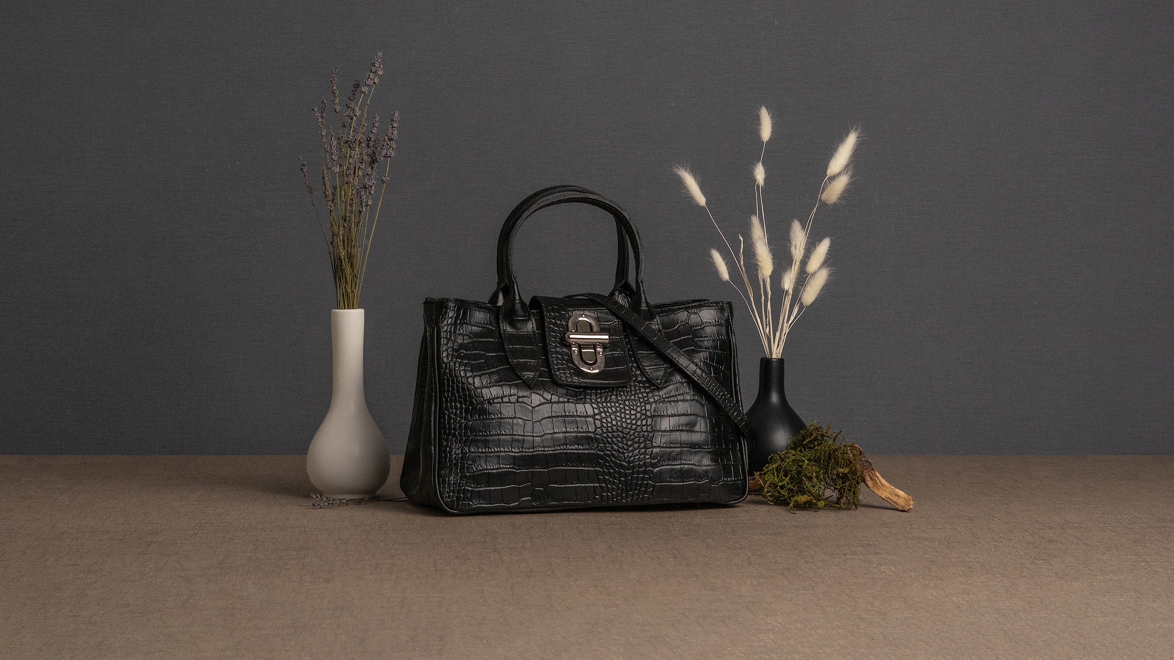 Cluty Henkeltasche, echt Leder, Made in Italy
