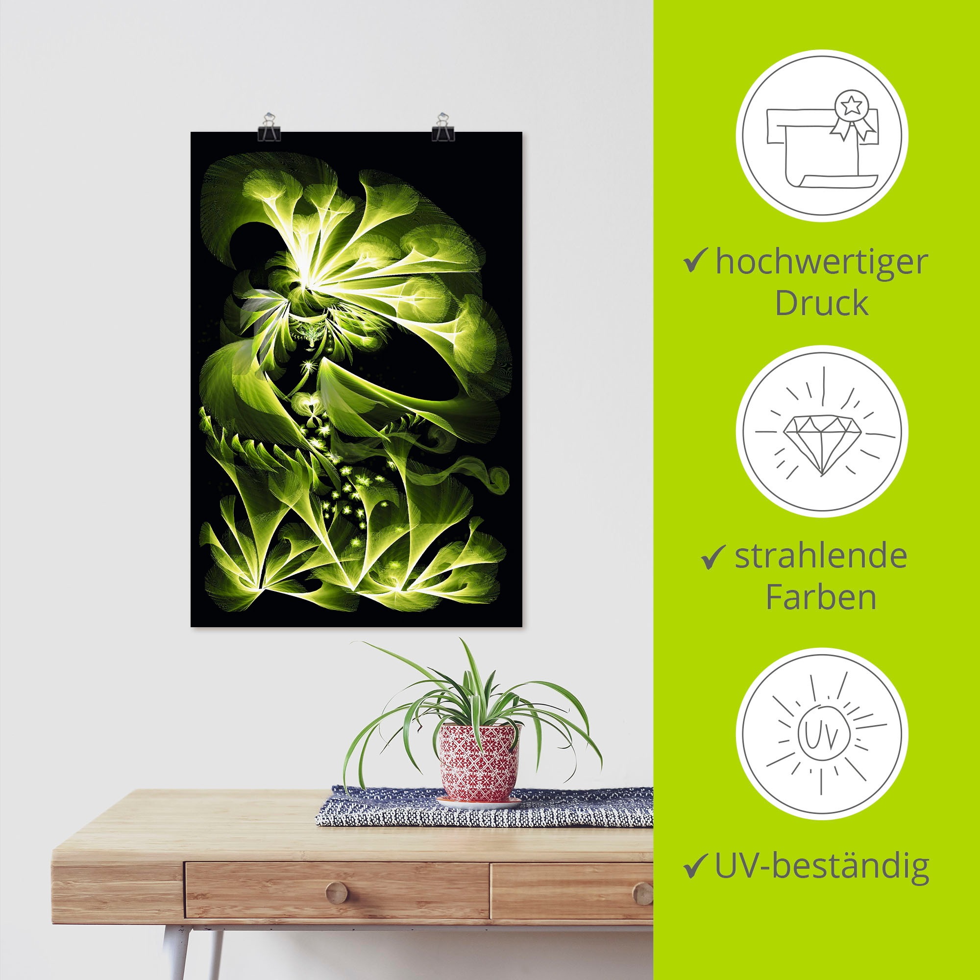 Artland Poster »Grüne Gartenfee«, klassische Fantasie, (1 St.), als Alubild, Leinwandbild, Wandaufkleber oder Poster in versch. Größen