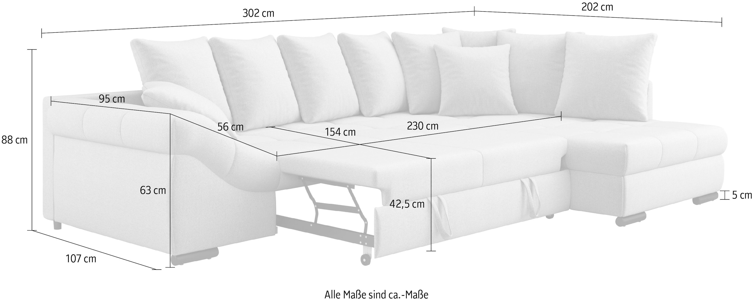 Mr. Couch Ecksofa »Pietro, L-Form, mit Bett, wahlweise mit Kaltschaum« mit Kaltschaum und Bett