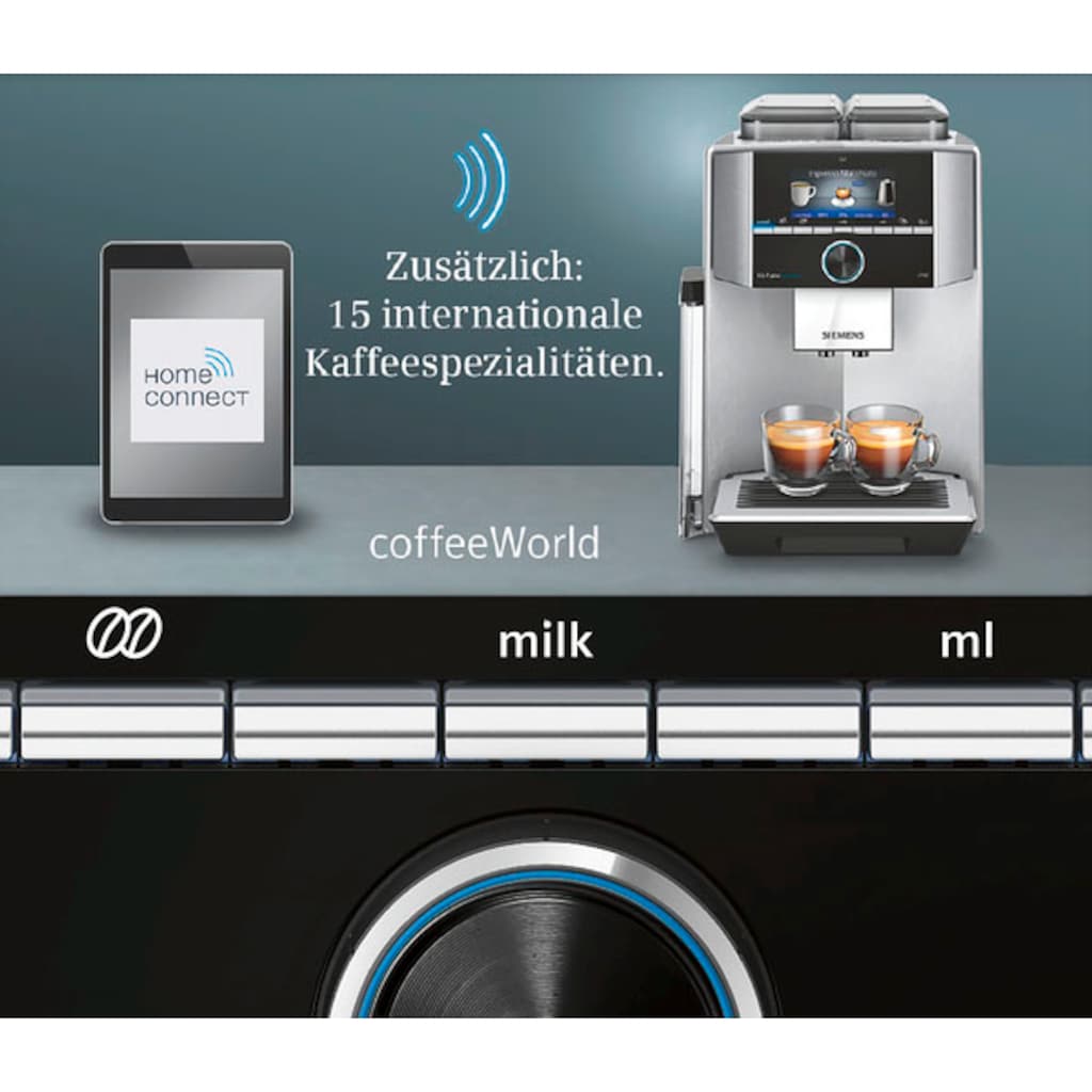 SIEMENS Kaffeevollautomat »EQ.9 plus connect s500 TI9558X1DE«, extra leise, automatische Reinigung, bis zu 10 individuelle Profile