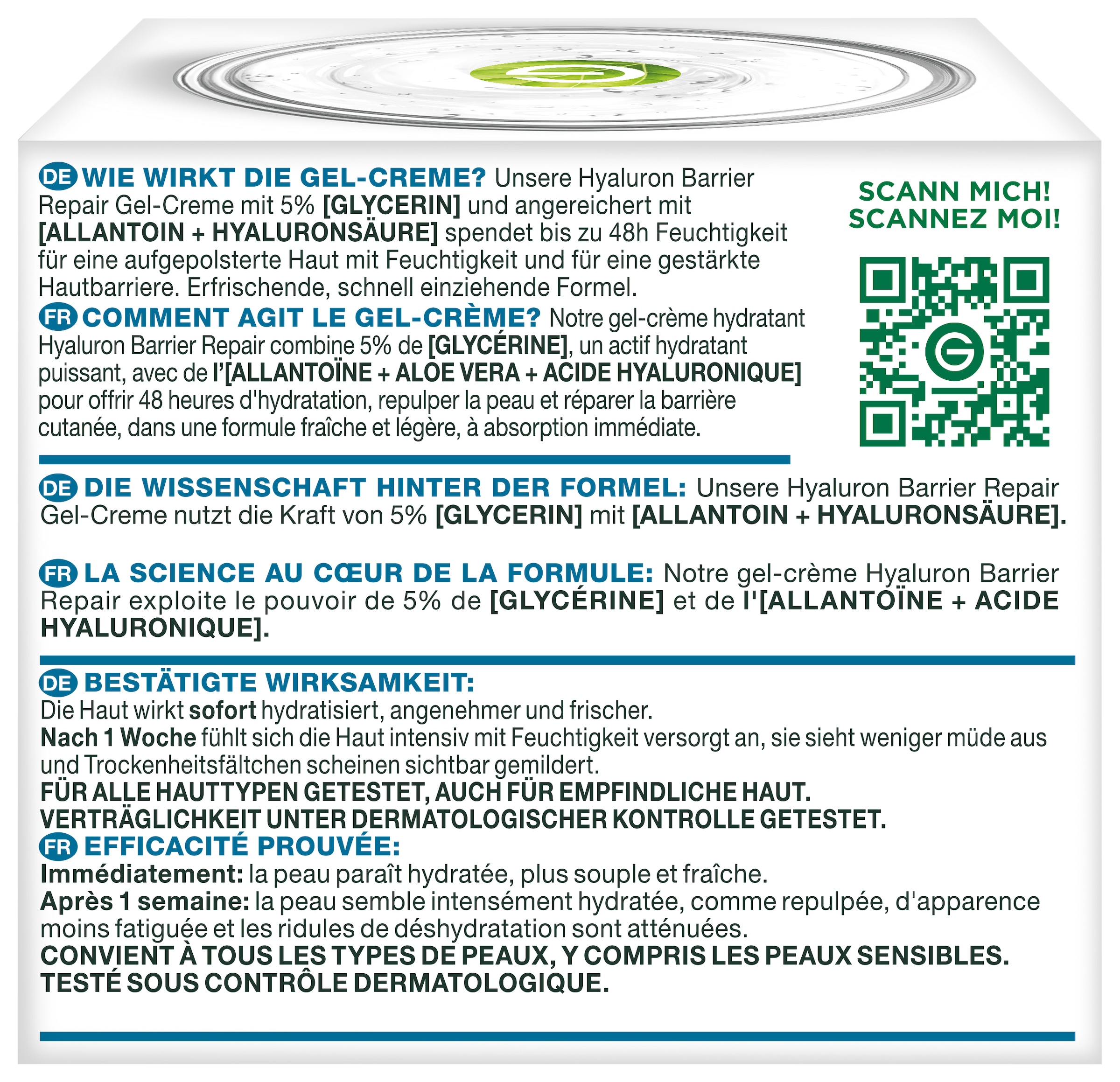 GARNIER Gesichtsgel »Garnier Hyaluron Barrier Repair Gel-Creme« feuchtigkeitsspendend, schützt und pflegt