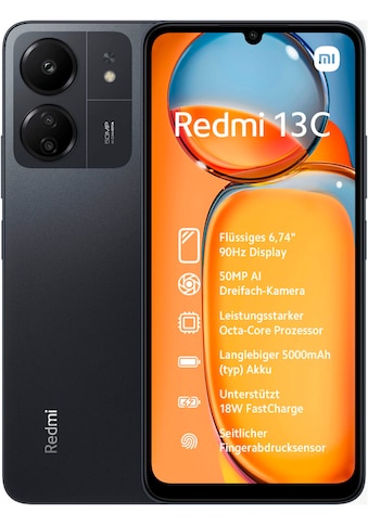 Smartphone »Redmi 13C 128GB«, midnight black, 17,1 cm/6,74 Zoll, 128 GB Speicherplatz,...