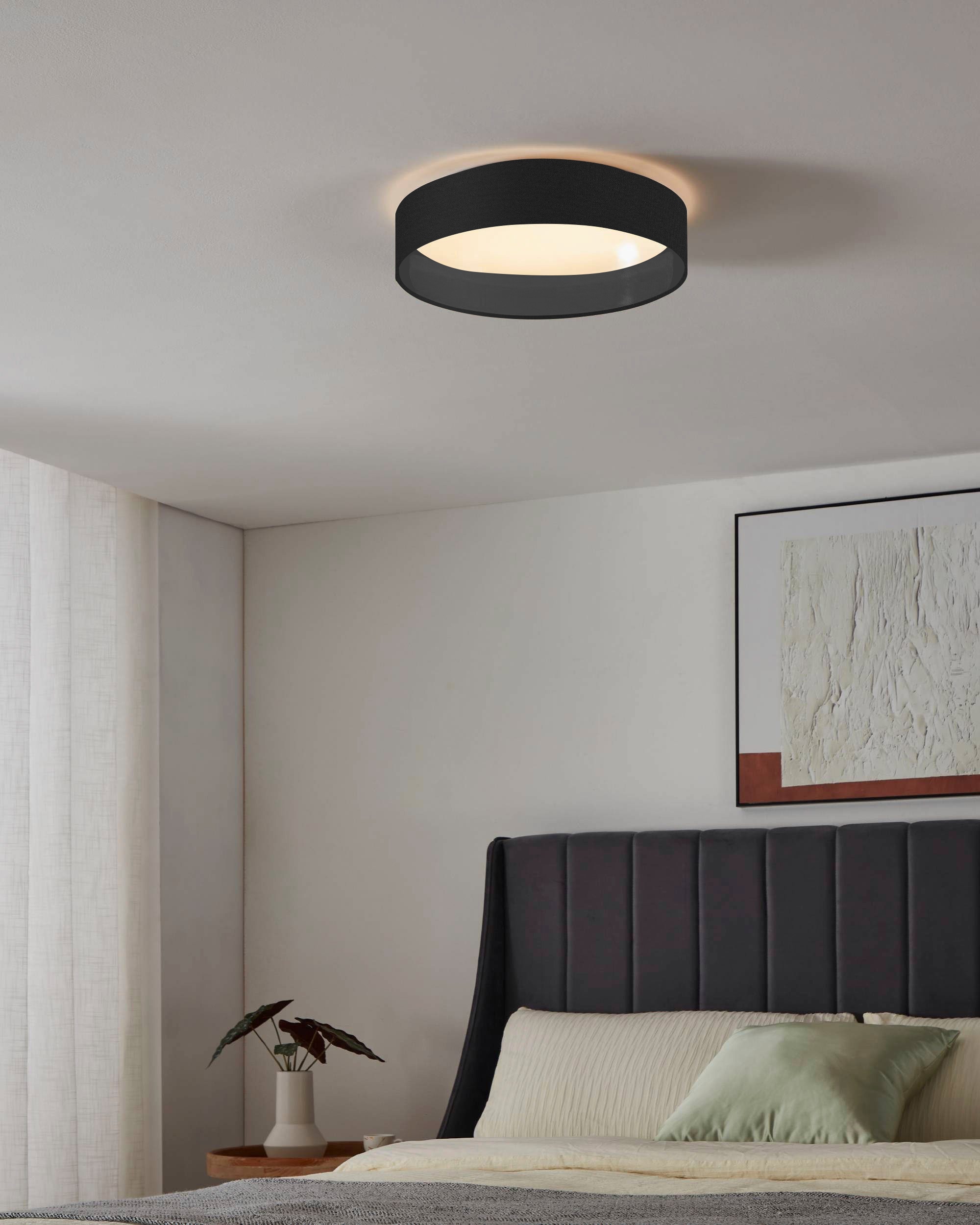 my home LED Deckenleuchte »Juria« LED-Modul 1 Stk. Neutralweiß | Warmweiß Deckenlampe Ø38 x H9 cm mit Textil-/Stoffschirm, CCT, Fernbedienung