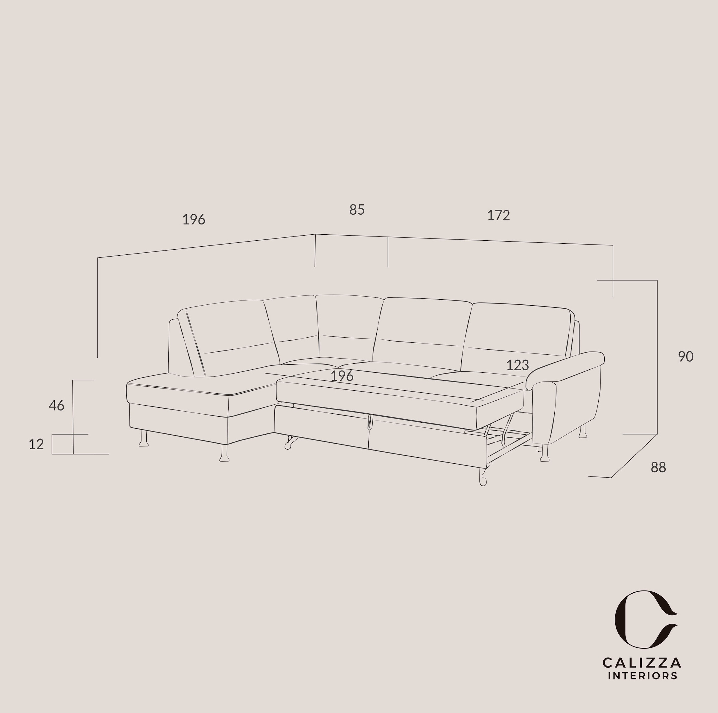 CALIZZA INTERIORS Ecksofa »Onyx L-Form«, Ottomane links oder rechts, wahlweise mit Bettfunktion, Breite 257 cm