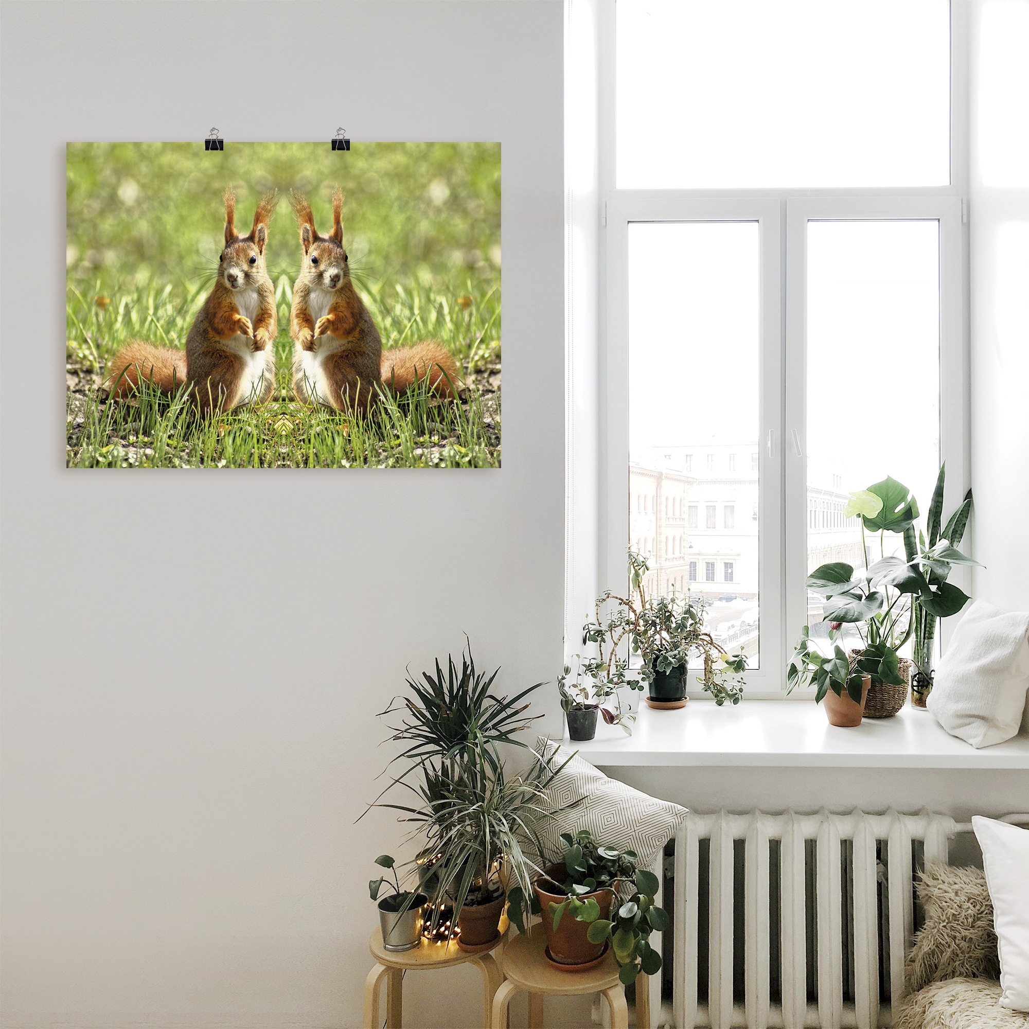 Artland Wandbild »Rote Eichhörnchen Zwillinge«, als versch. oder Leinwandbild, Rechnung Wildtiere, in Wandaufkleber Poster auf Größen bestellen Alubild, (1 St.)