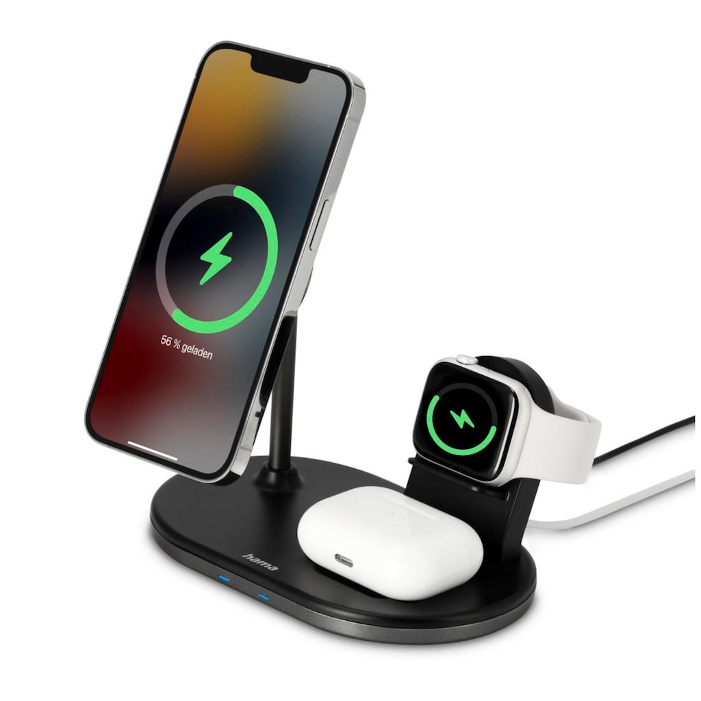 Hama Induktions-Ladegerät »3in1 Wireless Charger Ladestation für Apple iPhone AirPod Apple Watch«