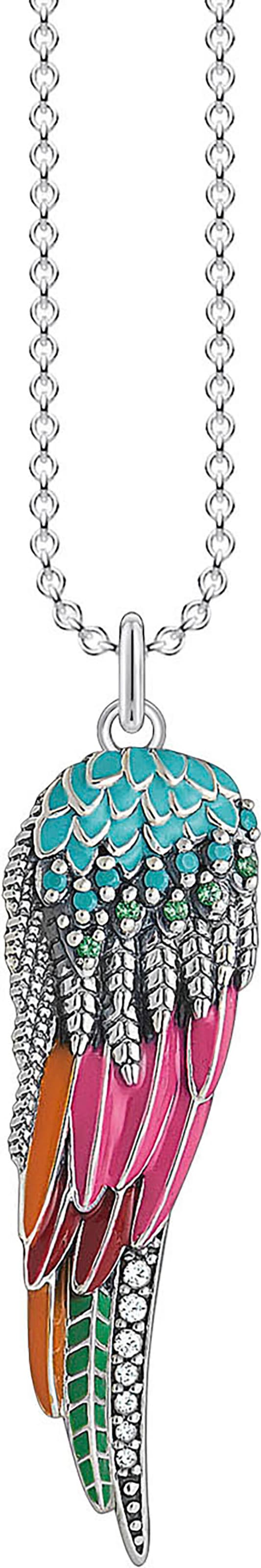 THOMAS SABO Kette mit Anhänger »Papagei Flügel, KE2007-845-7-L50V«, mit Glas-Keramik Stein,...