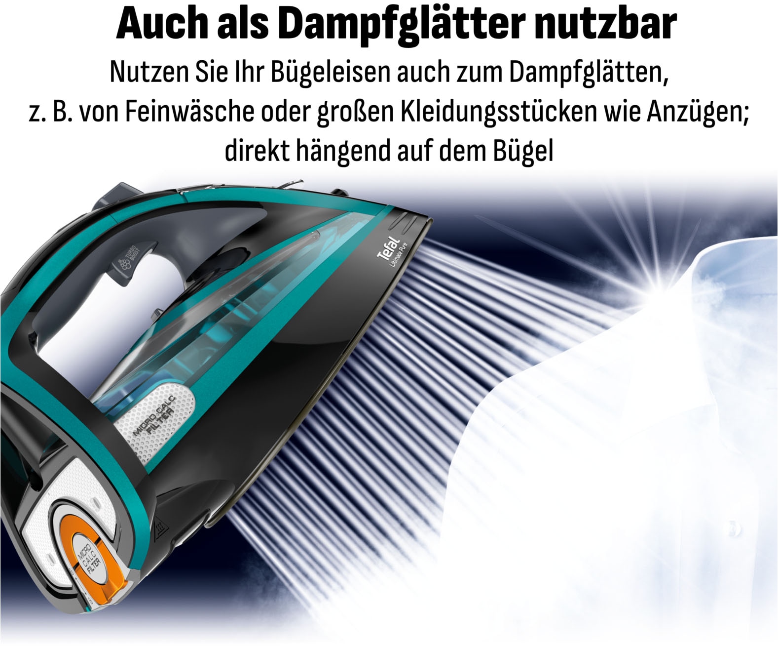Tefal Dampfbügeleisen »FV9844 Ultimate Pure« 3200 W Durilium Airglide Autoclean-Bügelsohle, automatische Abschaltung