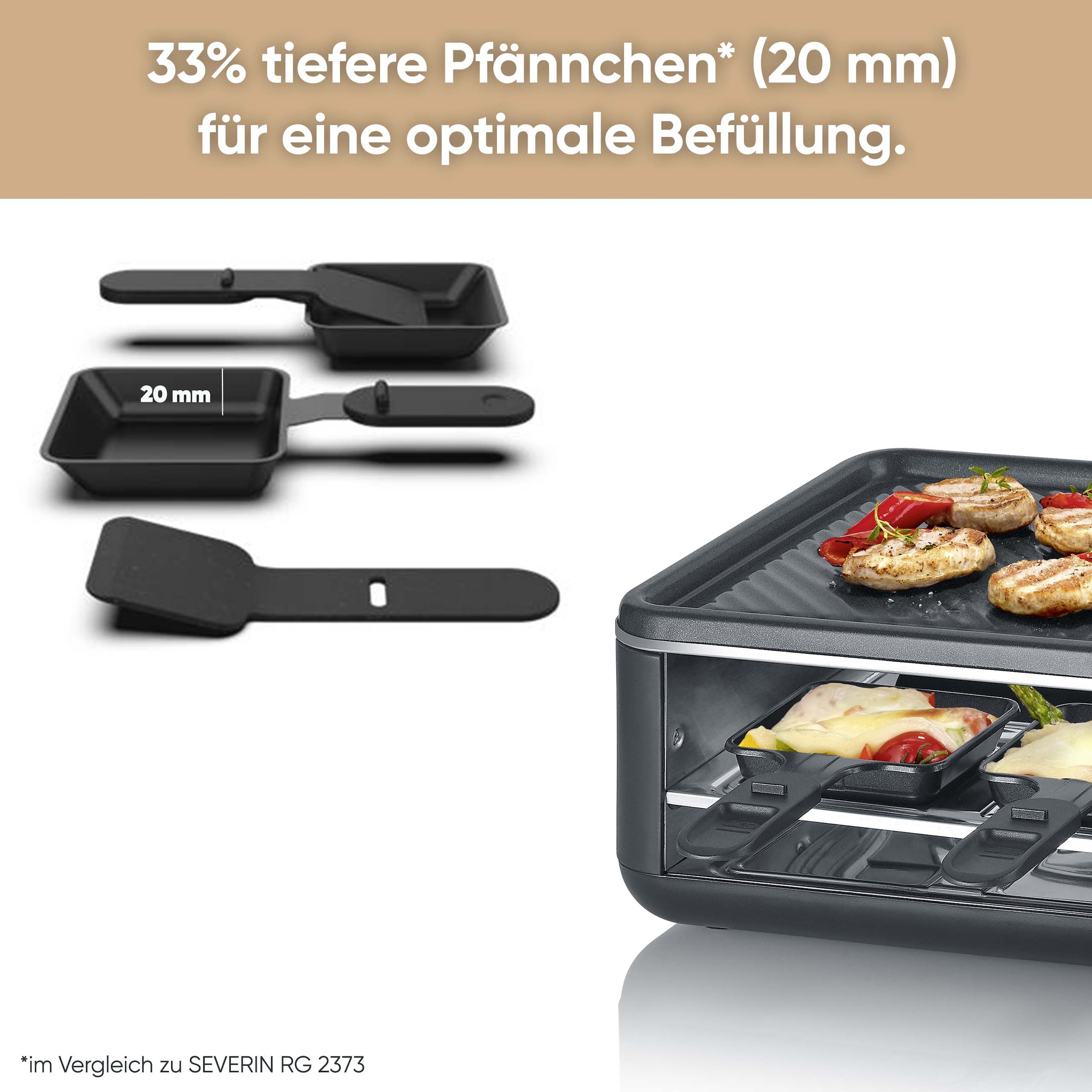 Severin Raclette »Black Line Lite RG 2365« 8 Stk. Raclettepfännchen 1.400 W Raclette-Grill