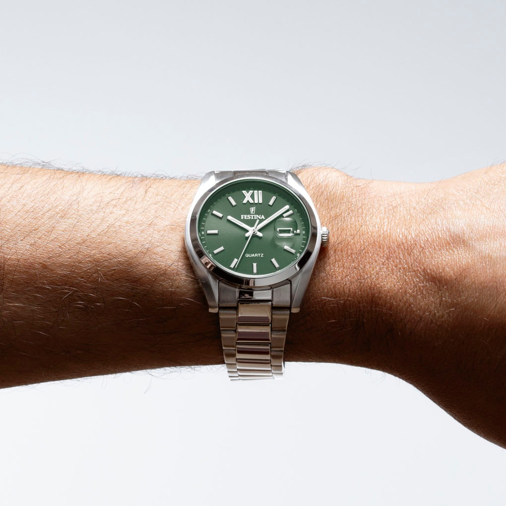 Festina Quarzuhr, Armbanduhr, Damenuhr, Herrenuhr, Edelstahlarmband, analog, Tag