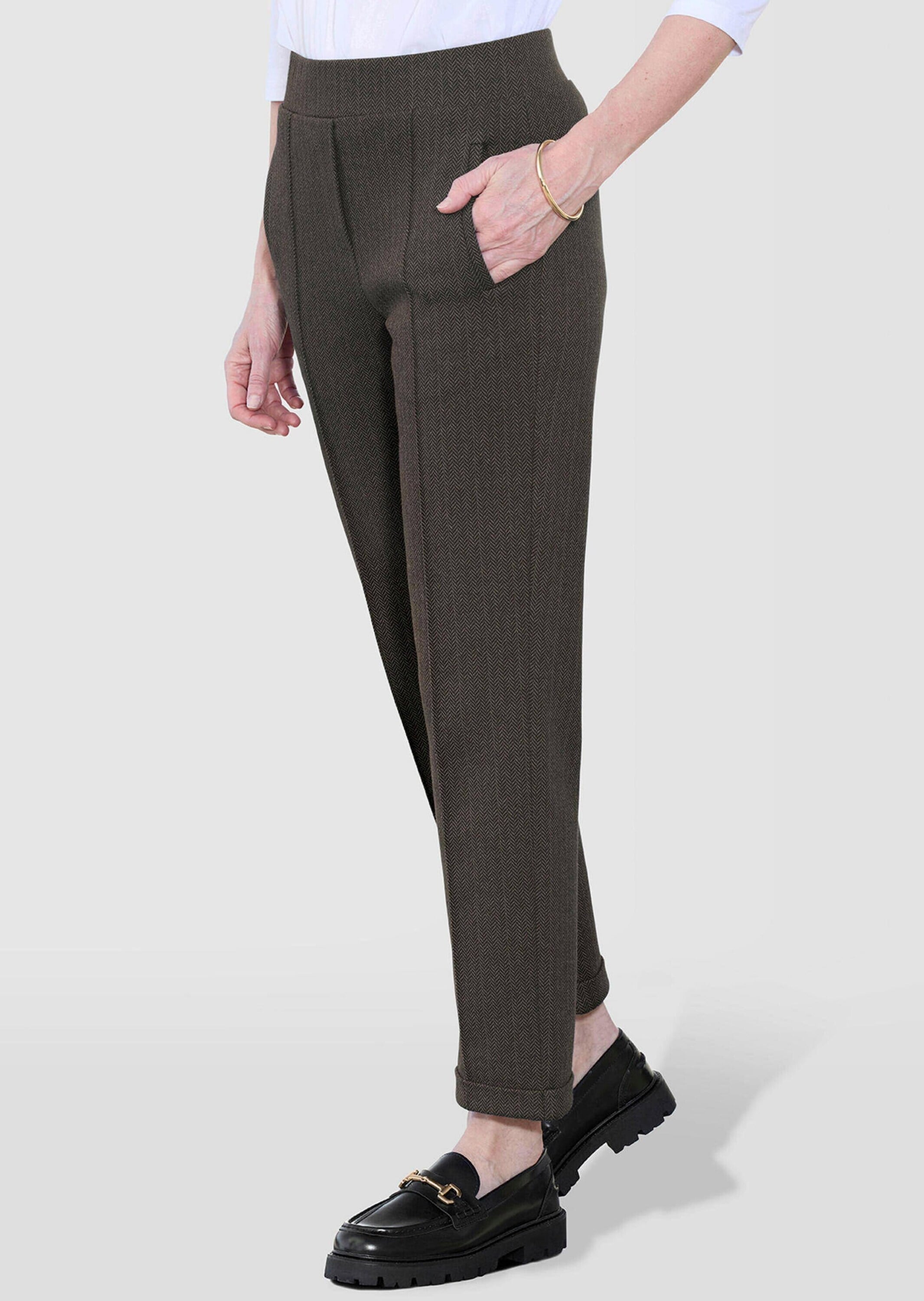 GOLDNER Schlupfhose »Kurzgröße Hose CARLA mit Fischgrätmuster«