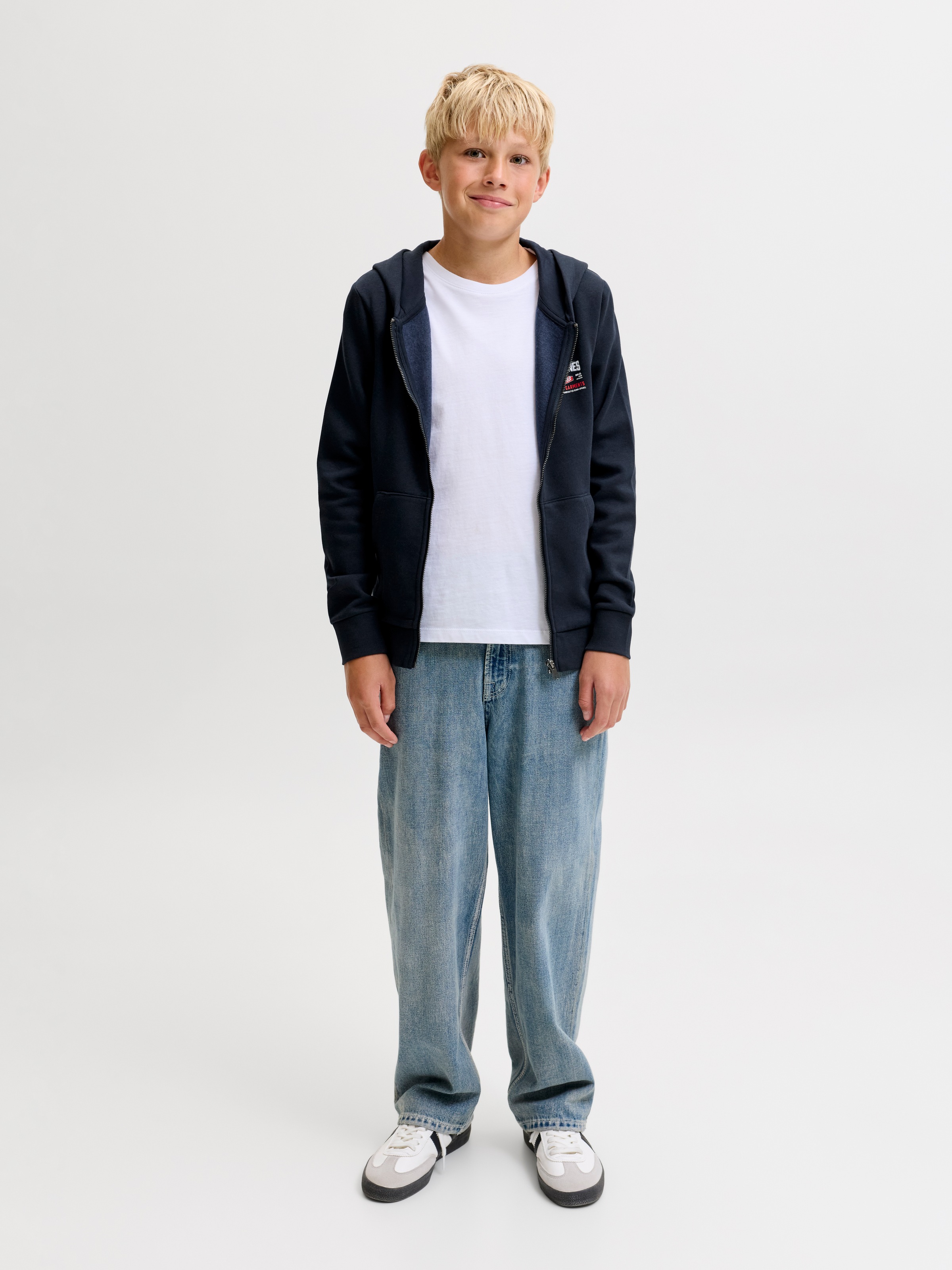Jack & Jones Junior Kapuzensweatjacke »JJELOGO SWEAT ZIP HOOD 2 COL AW26 SN JNR« Baumwolle, regular fit