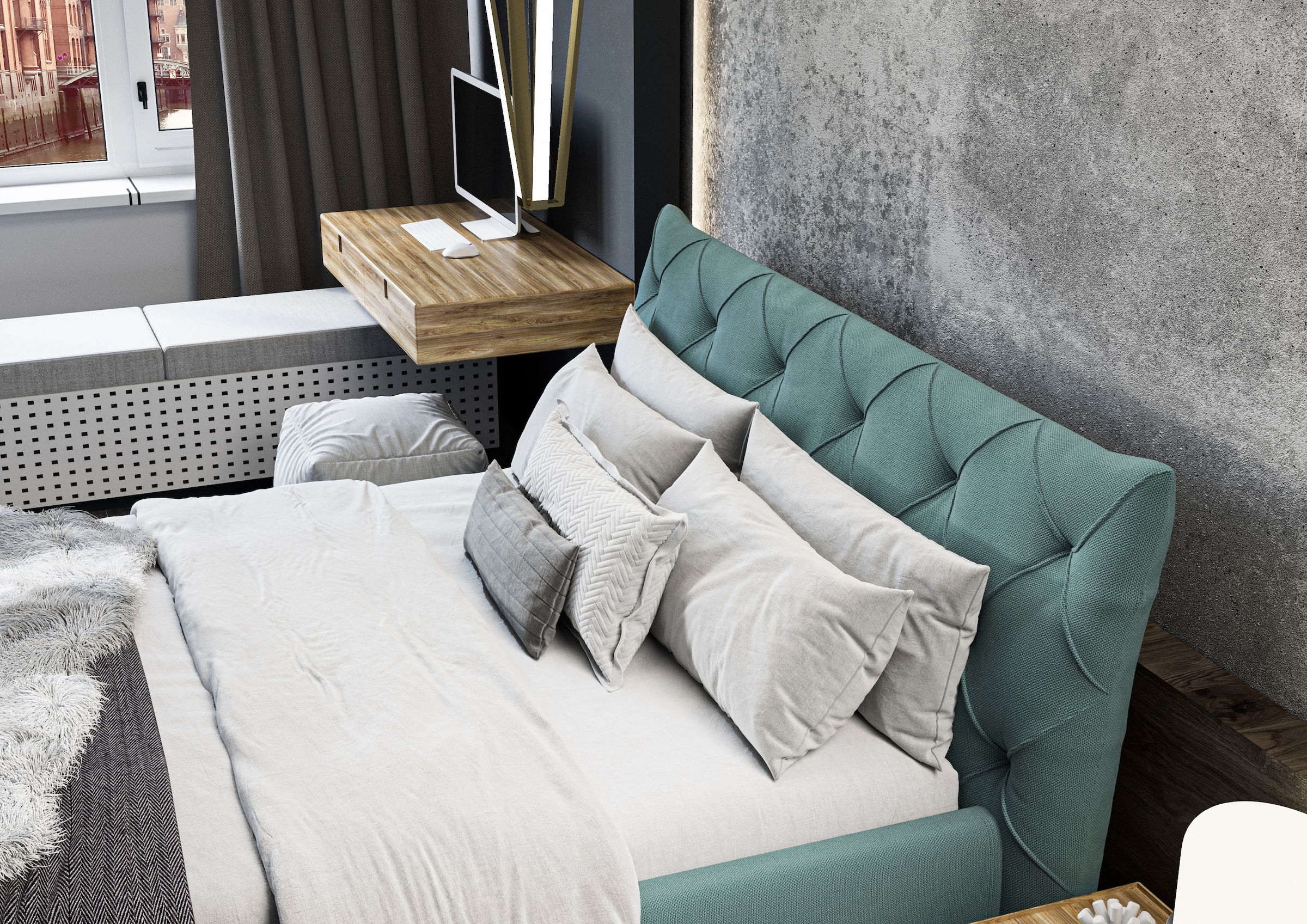 Leonique Polsterbett »Elloree, in 4 Breiten bis 200cm, auch in Leder« Kopfteilhöhe 105 cm, belastbar bis 280 kg, auch in Überlänge 220cm