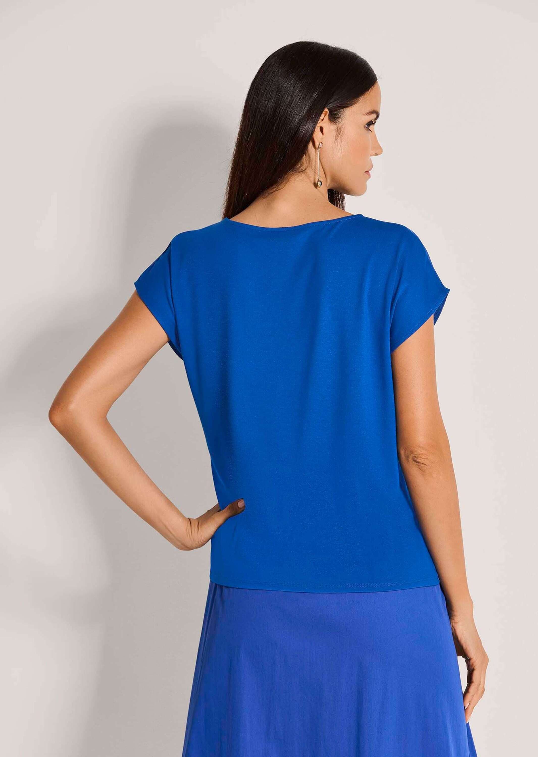 MADELEINE Kurzarmshirt »Blusenshirt Leichtes Kurzarm Viskose-Shirt, Rundhals« Blusenshirt mit asymmetrischer Quetschfalte