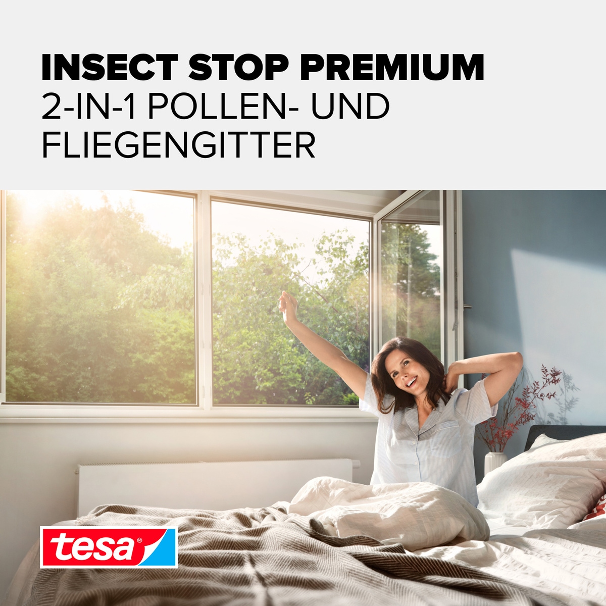 tesa Fliegengitter-Gewebe »Pollenschutzgitter 2-in-1 Pollenschutz und Fliegengitter« Packung, Fliegennetz, Klettband, 1 Stk. tlg. ohne Bohren - 120x240 cm