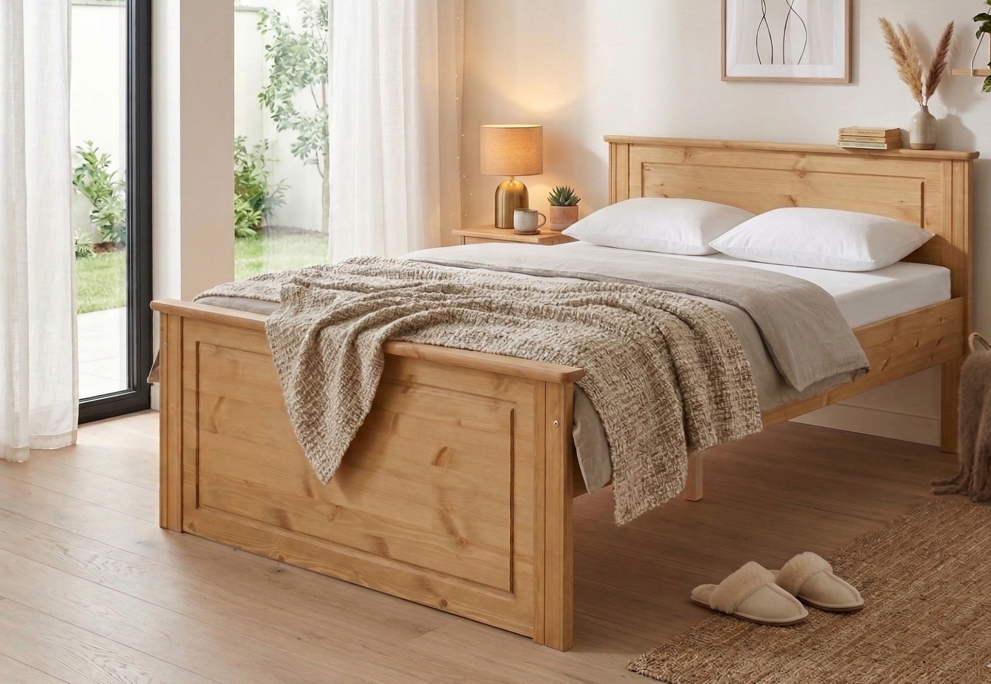 OTTO home Massivholzbett »Hugo, FSC® zertifiziert, Landhausstil, zeitlos und edel« auch als Super Sparset inklusive Schubkästen,  Stauraumbett, extra belastbar, Made in EU, viele Breiten