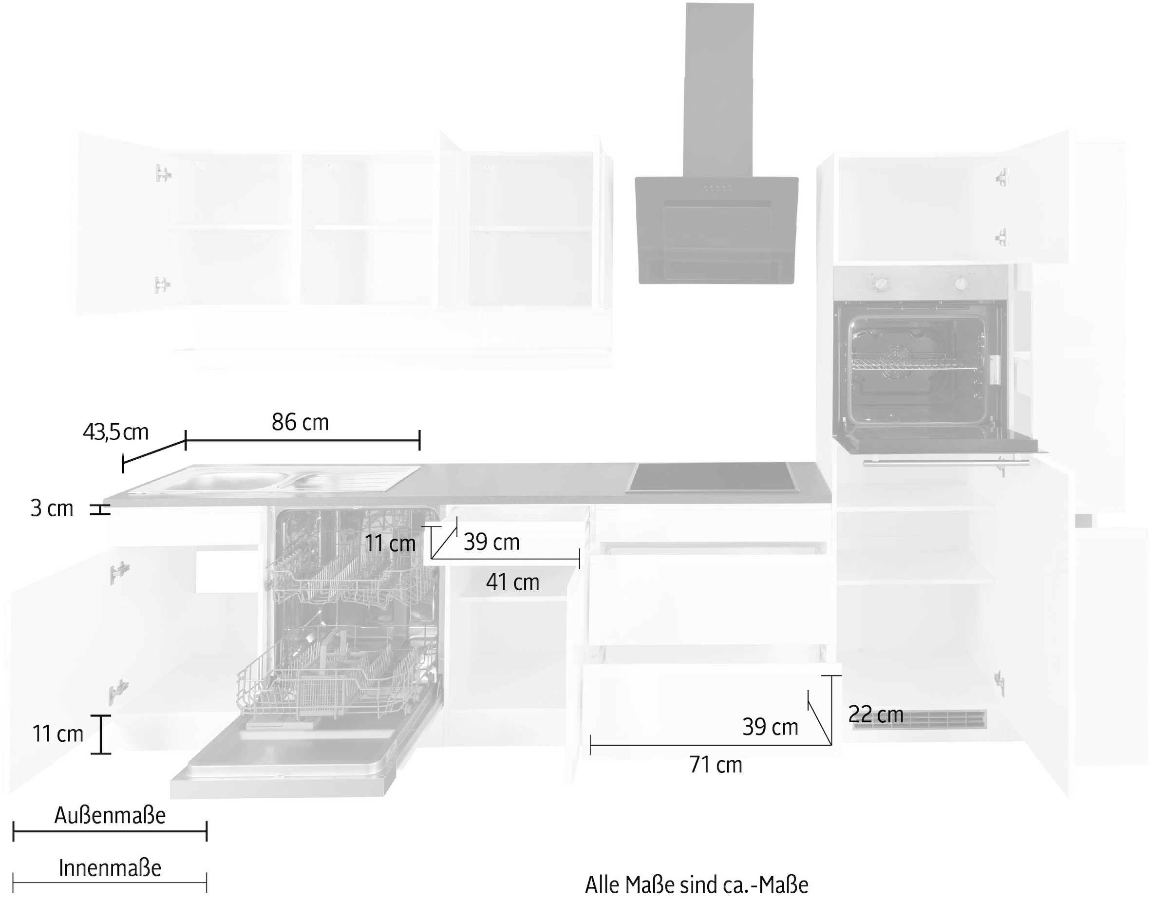HELD MÖBEL Küche »Virginia«, Breite 330 cm, mit E-Geräten auf Raten kaufen