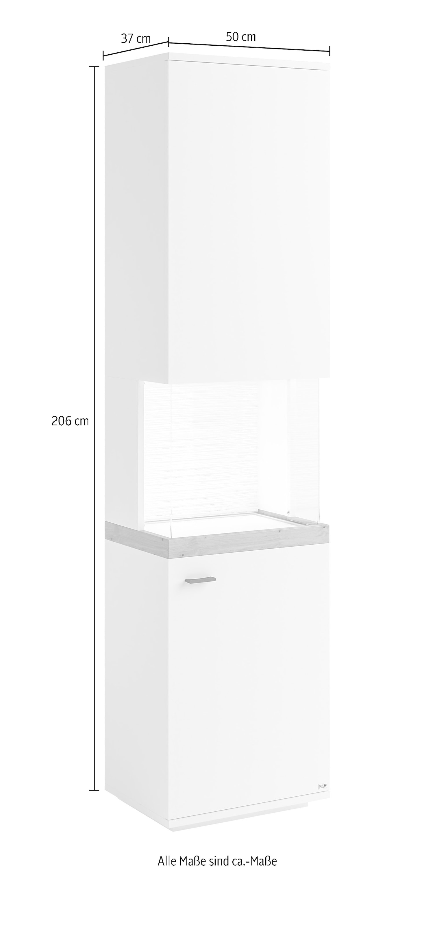 set one by Musterring Glasvitrine »Lancaster«, Farben weiß oder grau mit Eicheabsetzung, mit LED-Beleuchtung