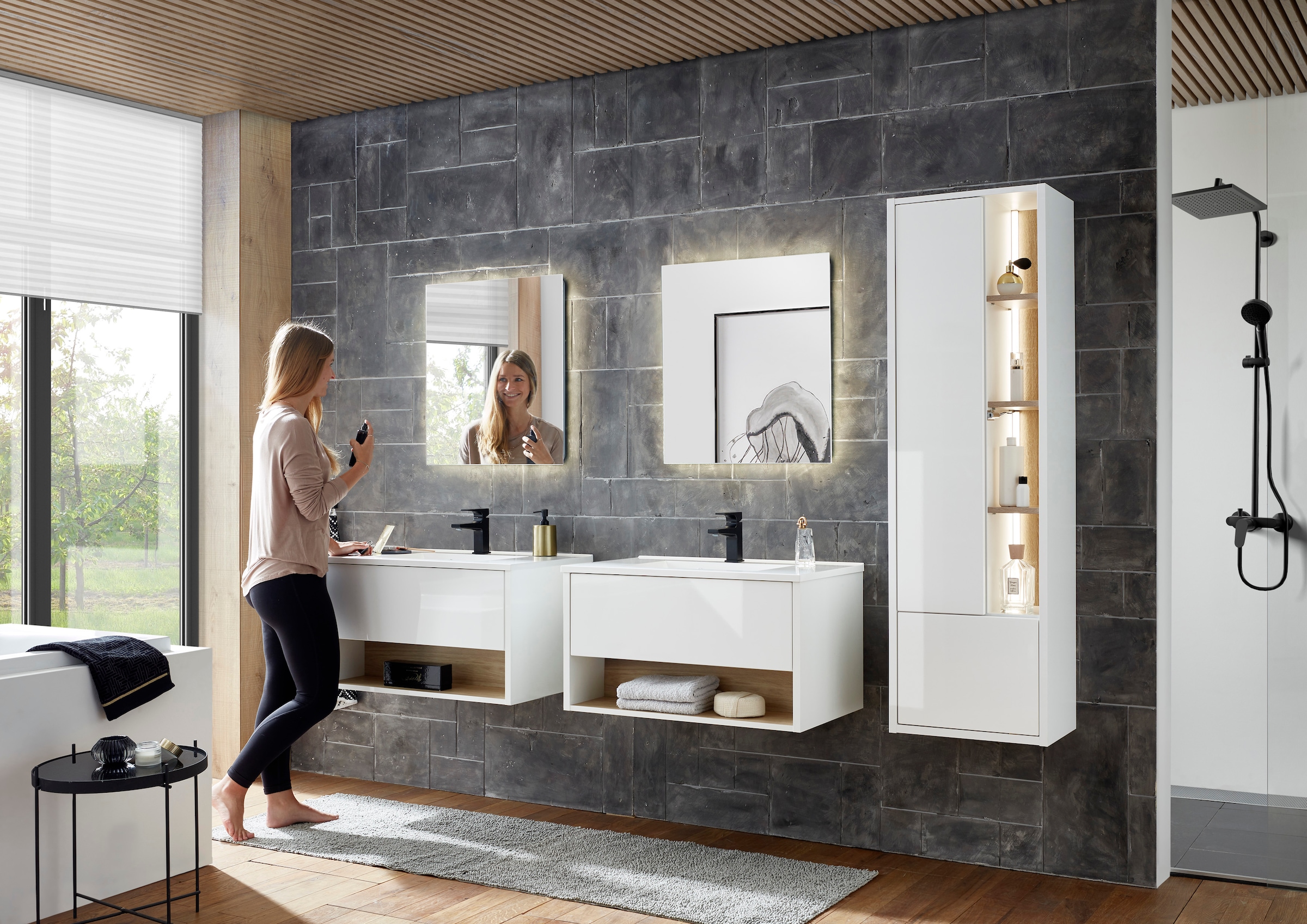 Home affaire Badmöbel-Set »Studio Line, Bad im modernen Design, 5-teiliges Badezimmer« 5 Stk. tlg.