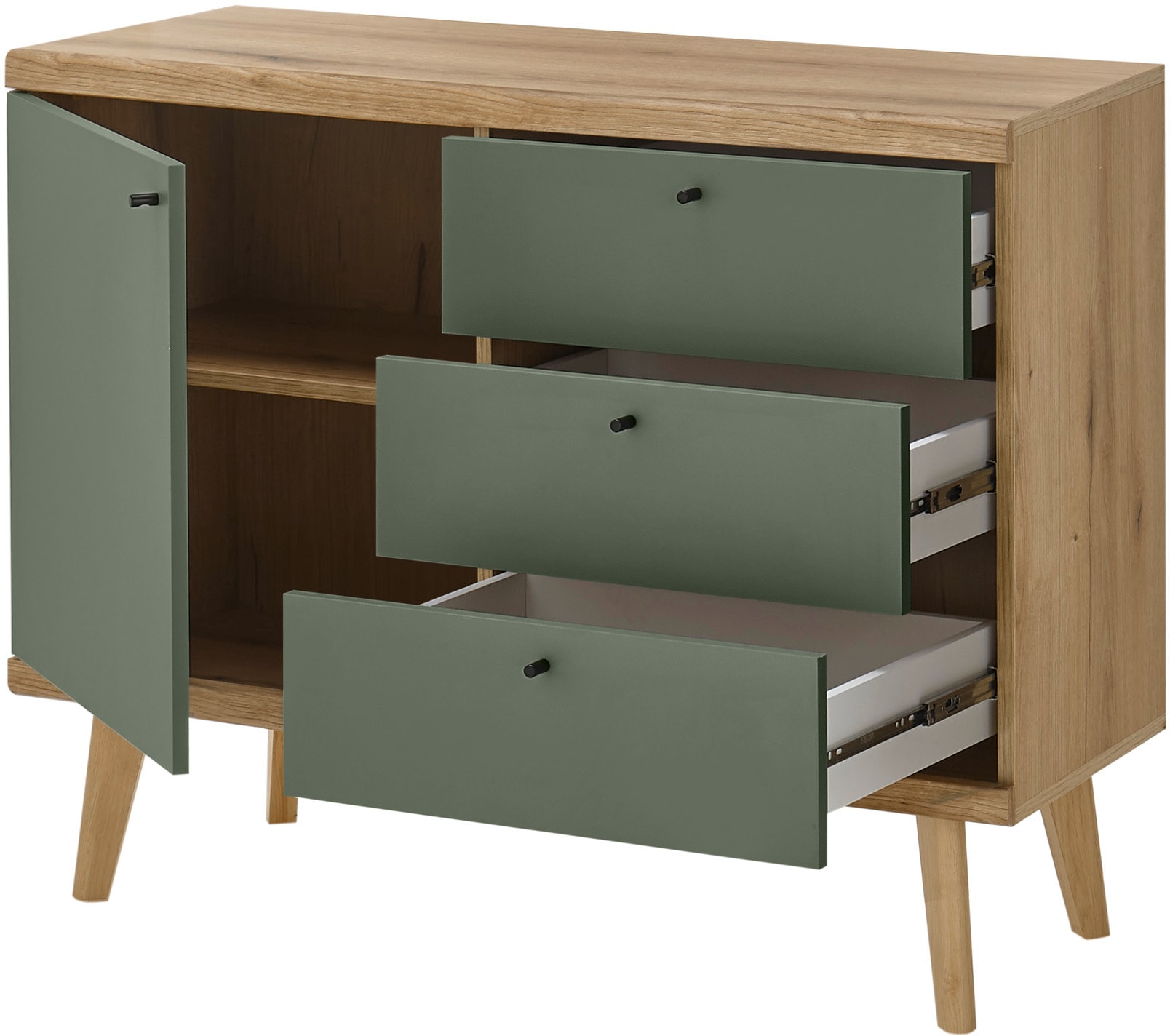 INOSIGN Sideboard »MAVAS«, in moderner Trendfarbe, Griffe aus Metall (Schwarz), Breite 107 cm