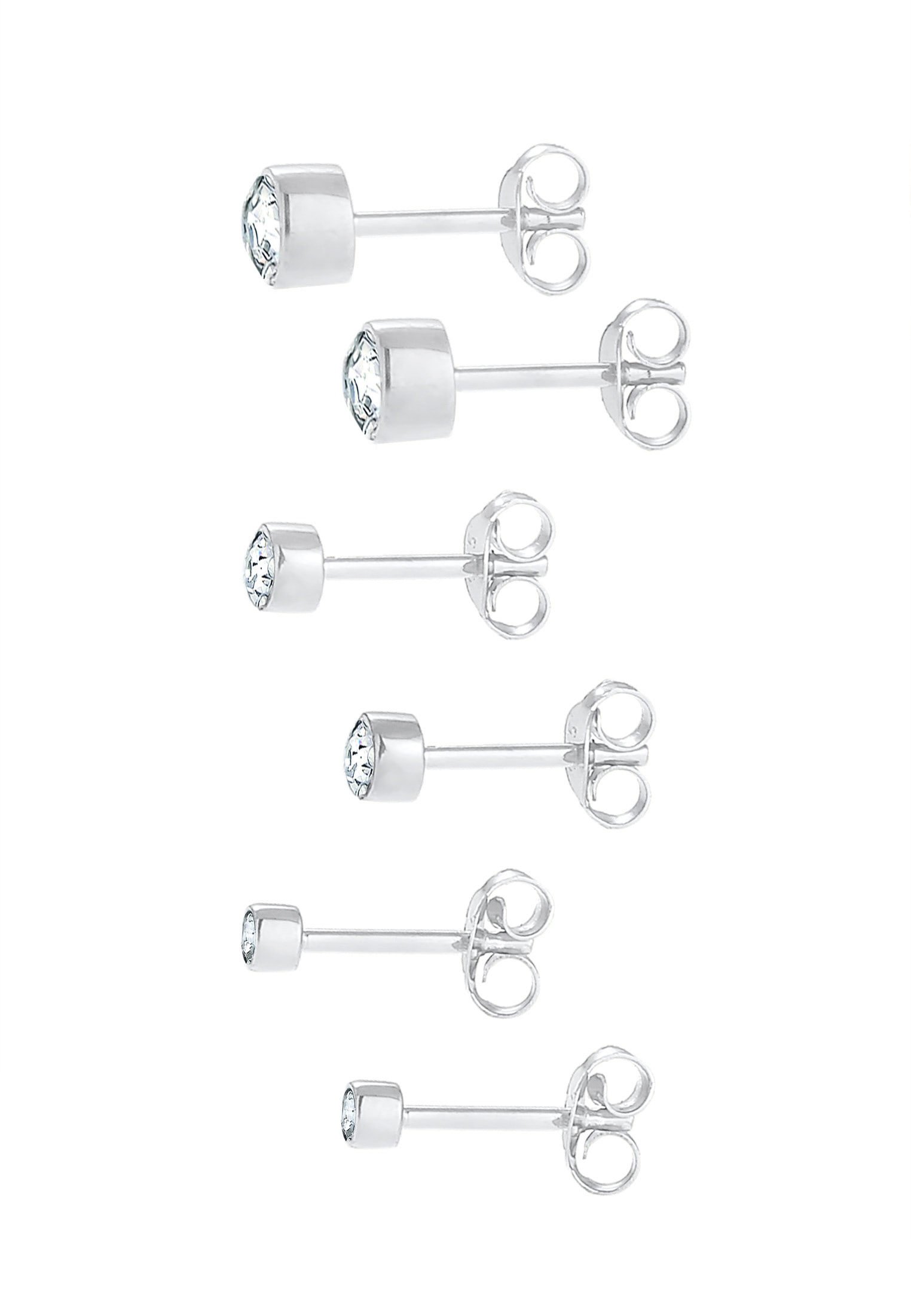 Elli Ohrstecker-Set »Ohrringe Stecker Kristalle (3 tlg) 925 Silber«