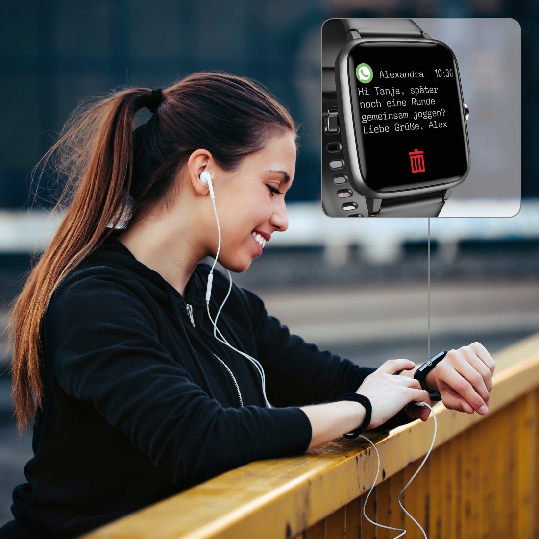 Hama Smartwatch »Fitnesstracker wasserdicht GPS Herzfrequenz Kalorien Schritte Timer«, (Messung von Schlaf,Tempo,Trainingszeit, Wecker, Musiksteuerung, Wetter)