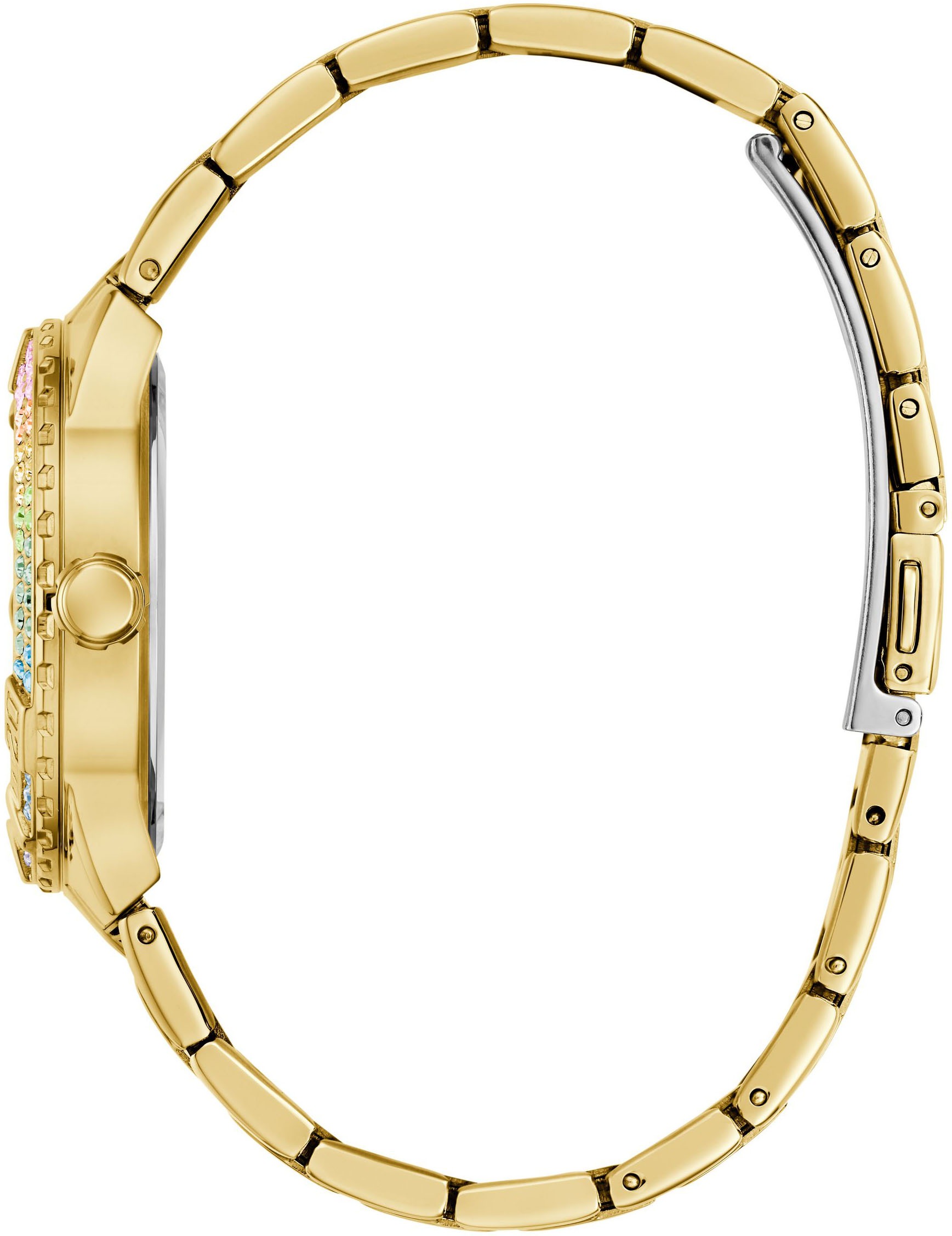 Guess Quarzuhr »SANGRIA« Armbanduhr, Damenuhr, Edelstahlarmband