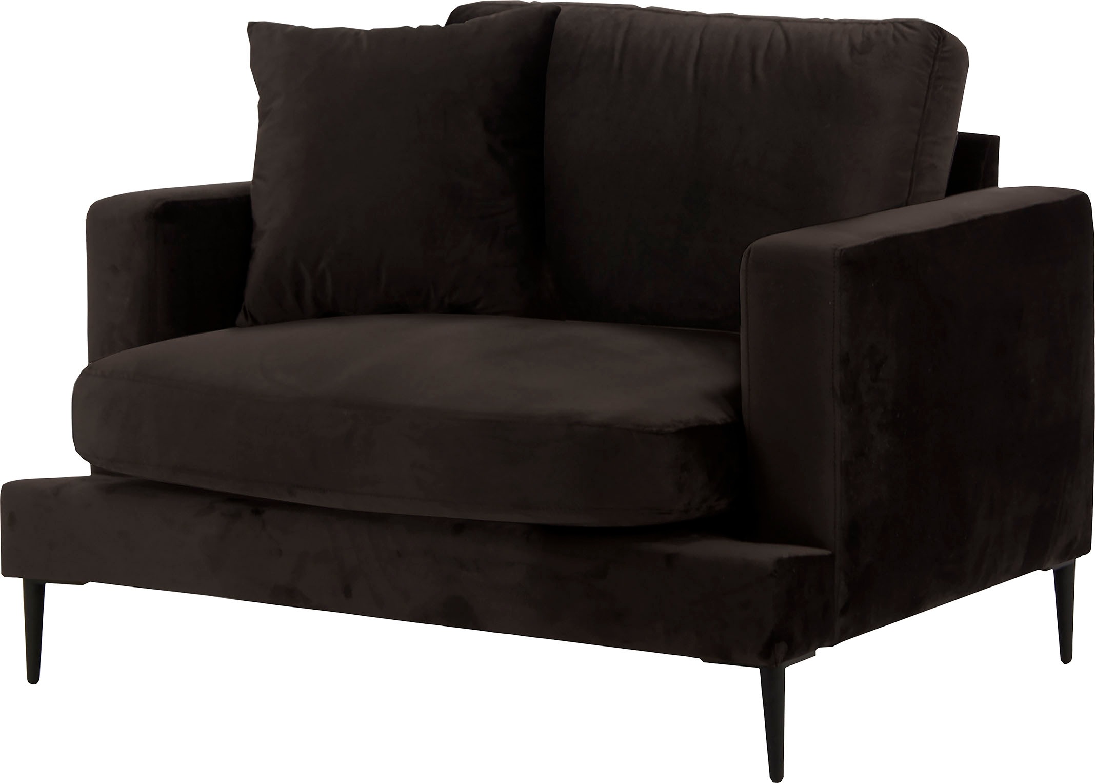 Leonique Sessel »Cozy Loungesessel, Designersessel, Maße B/T/H: 91/97/80 cm« mit Metallbeinen und Zierkissen