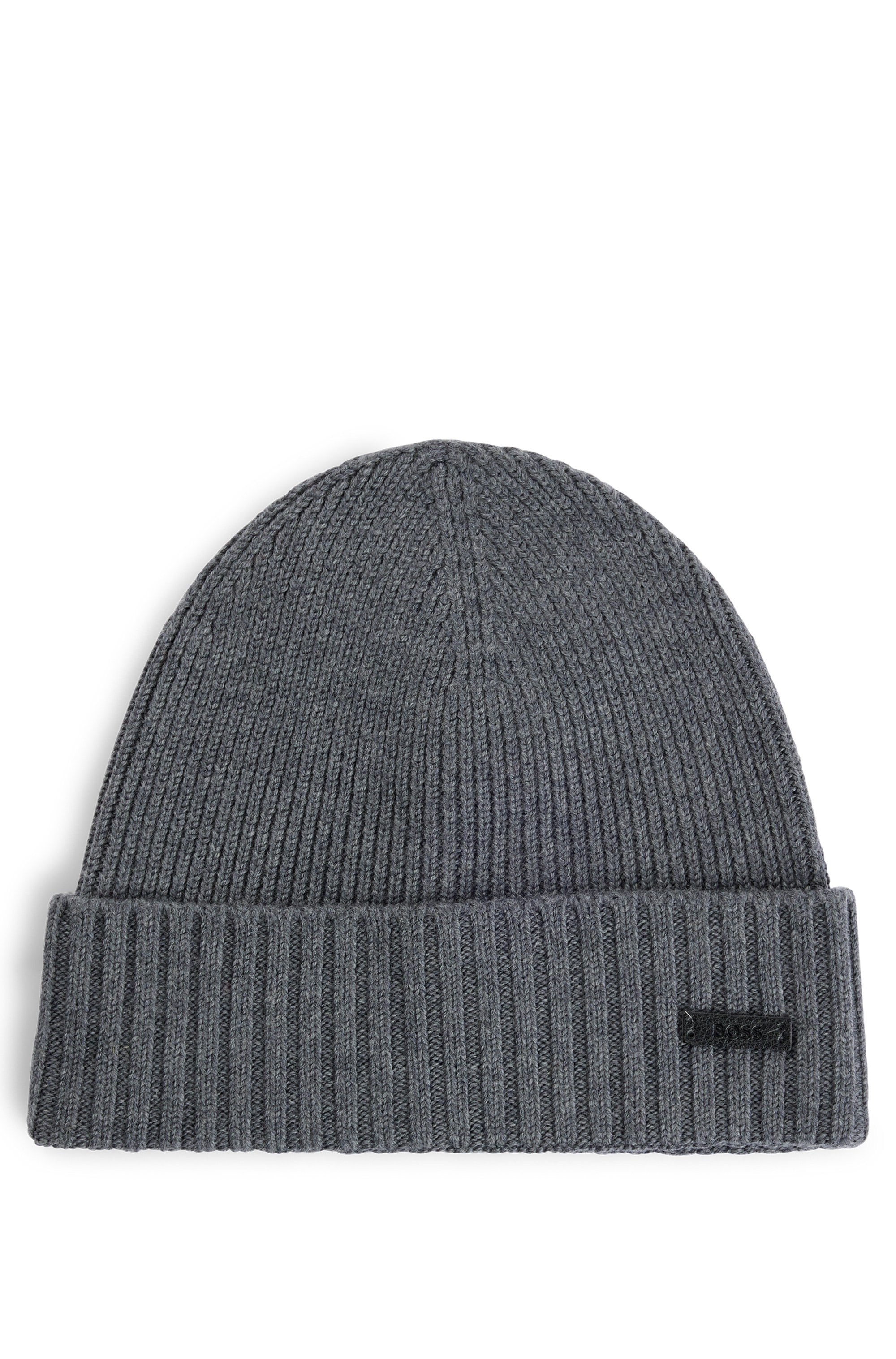 BOSS Beanie "Fati" aus Wolle in Rippenstrick, unisex
