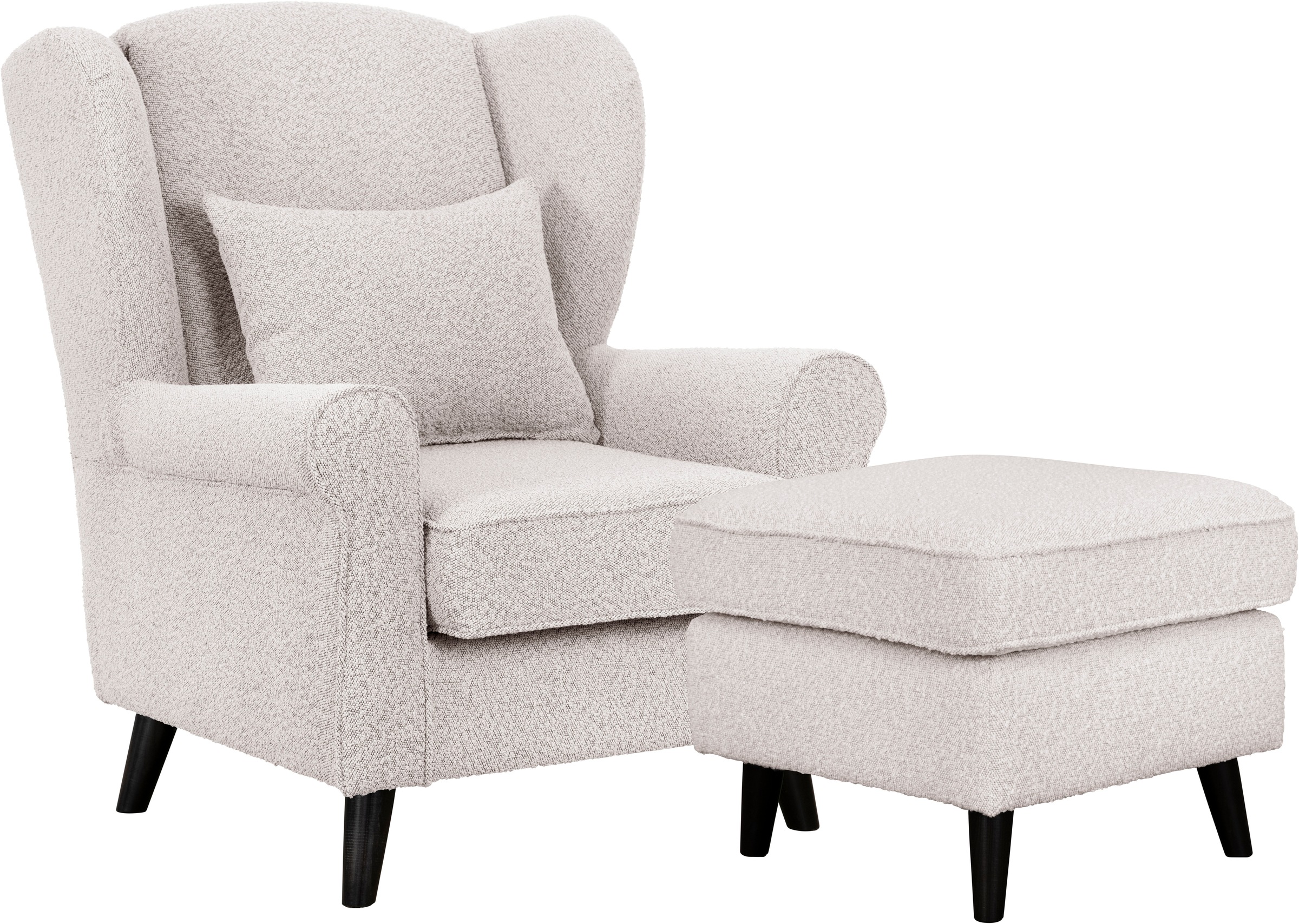 Home affaire Sessel »Ohrensessel CHISTELLE, wahlweise mit Polsterhocker«, mit Wellenunterfederung, Maße: B/T/H: 81/87/99 cm