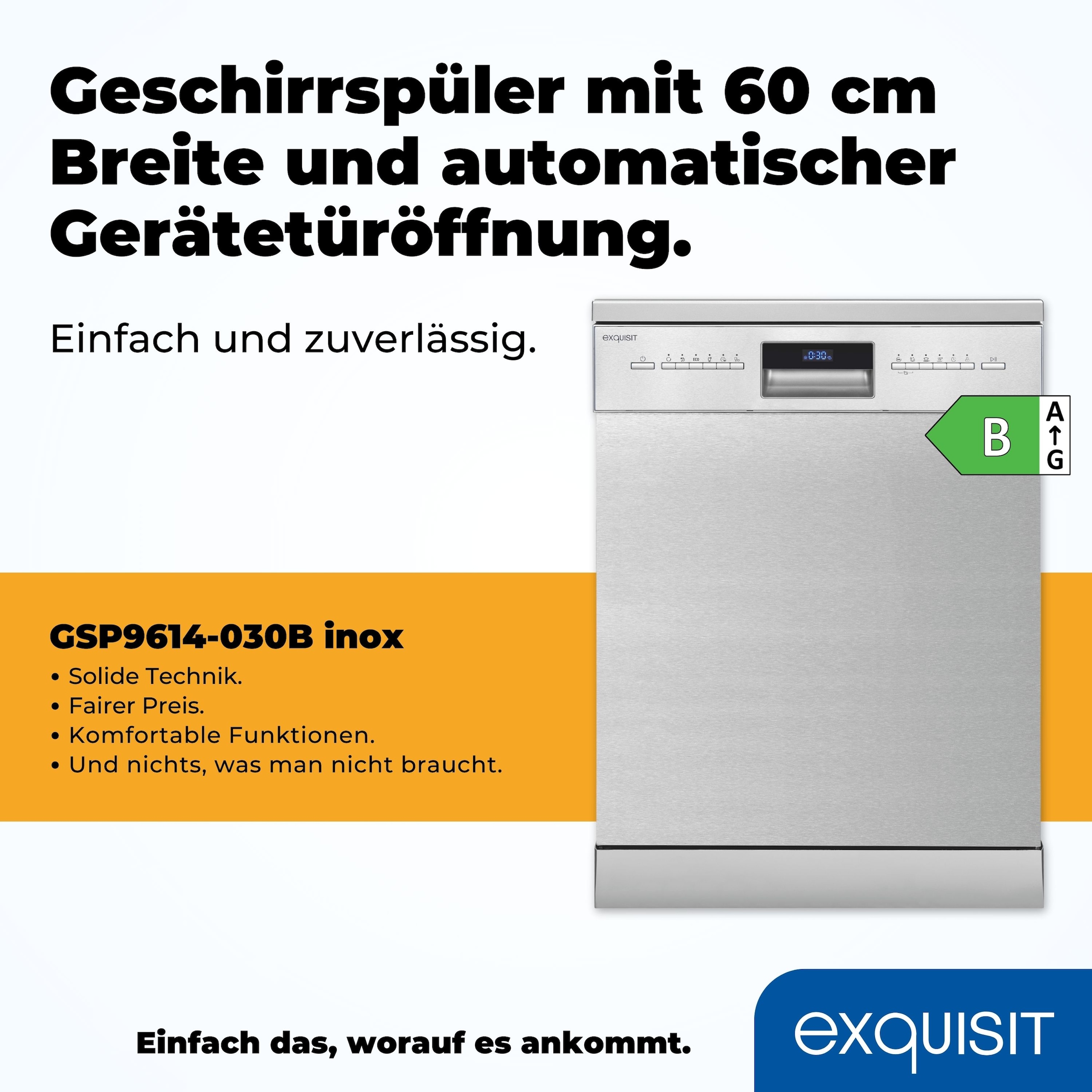exquisit Standgeschirrspüler »GSP9614-030B«, 14 Maßgedecke