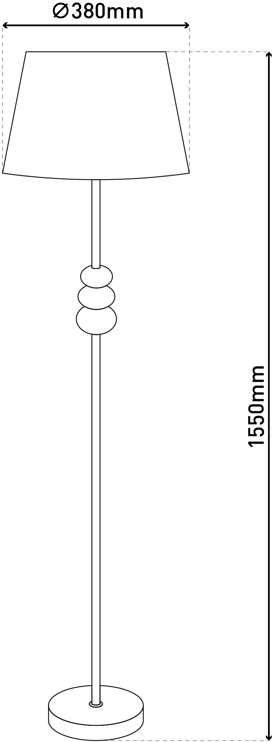 näve Stehlampe »Elina« E27 1 Stk. H: 155cm, Textilschirm weiß, E27 max. 40W, Zuleitung 180cm schwarz
