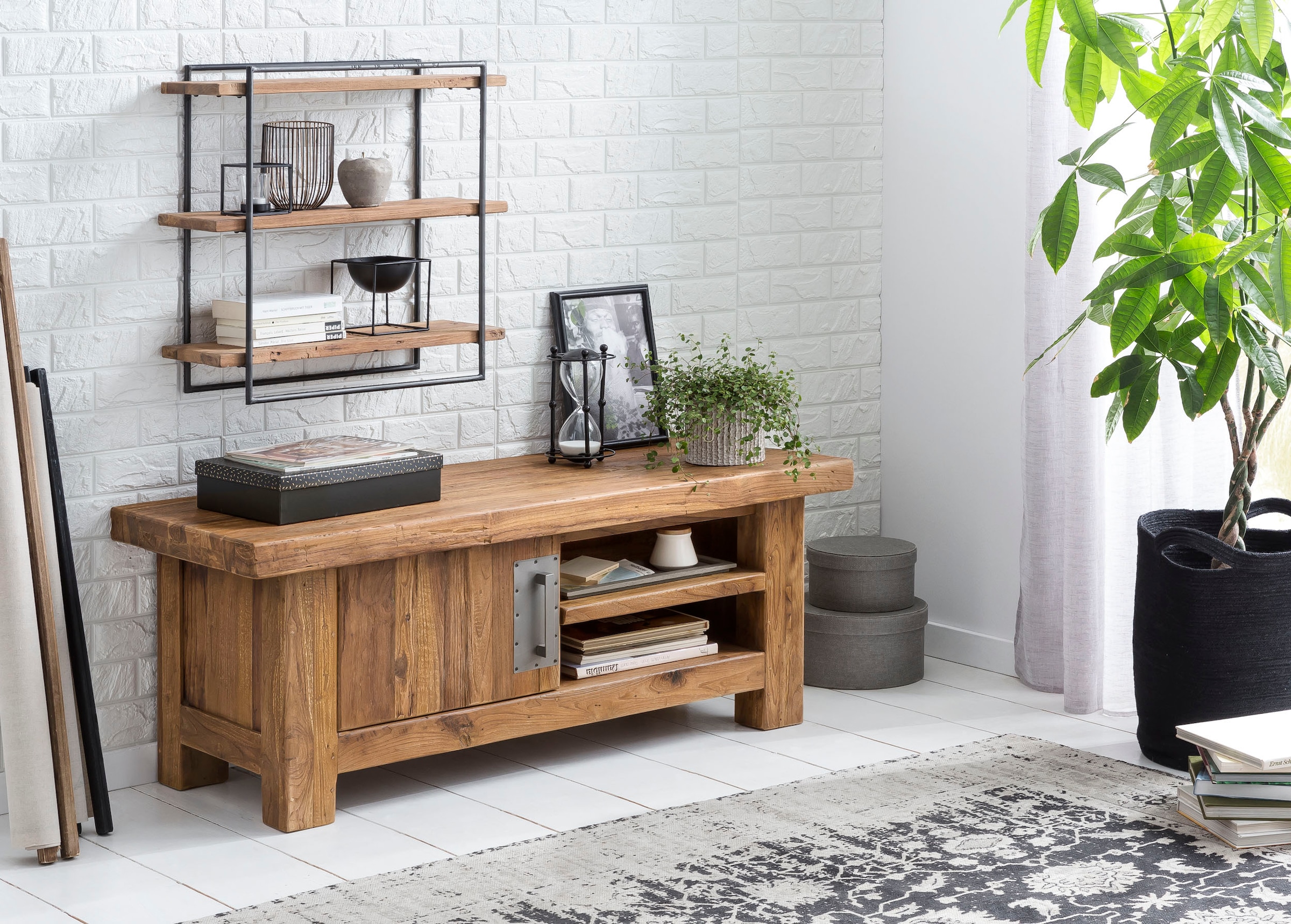 und »Romanteaka«, mit Shabby online Jahren Vintage aus Wandregal Metall, Chic, SIT Teak | Garantie kaufen Altholz XXL 3