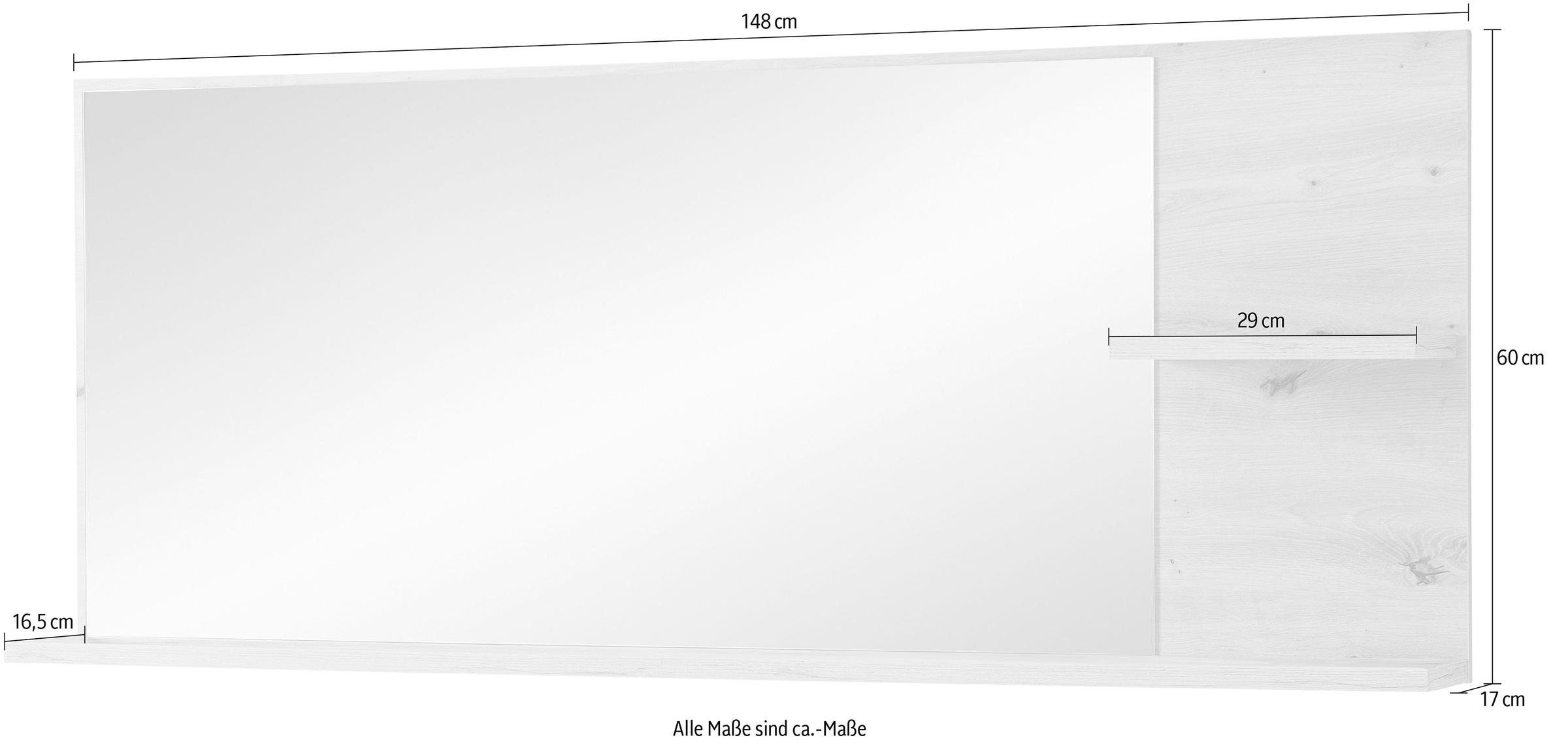 Innostyle Garderobenspiegel »BARI Wandspiegel« Spiegelfläche 148 x 60 cm, 2 Ablageböden