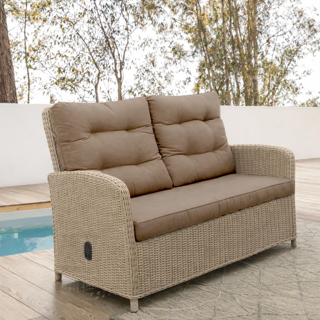 Destiny Loungesofa »MERANO II« Aluminium, Polyrattan, 2er Sofa, inkl. Auflagen