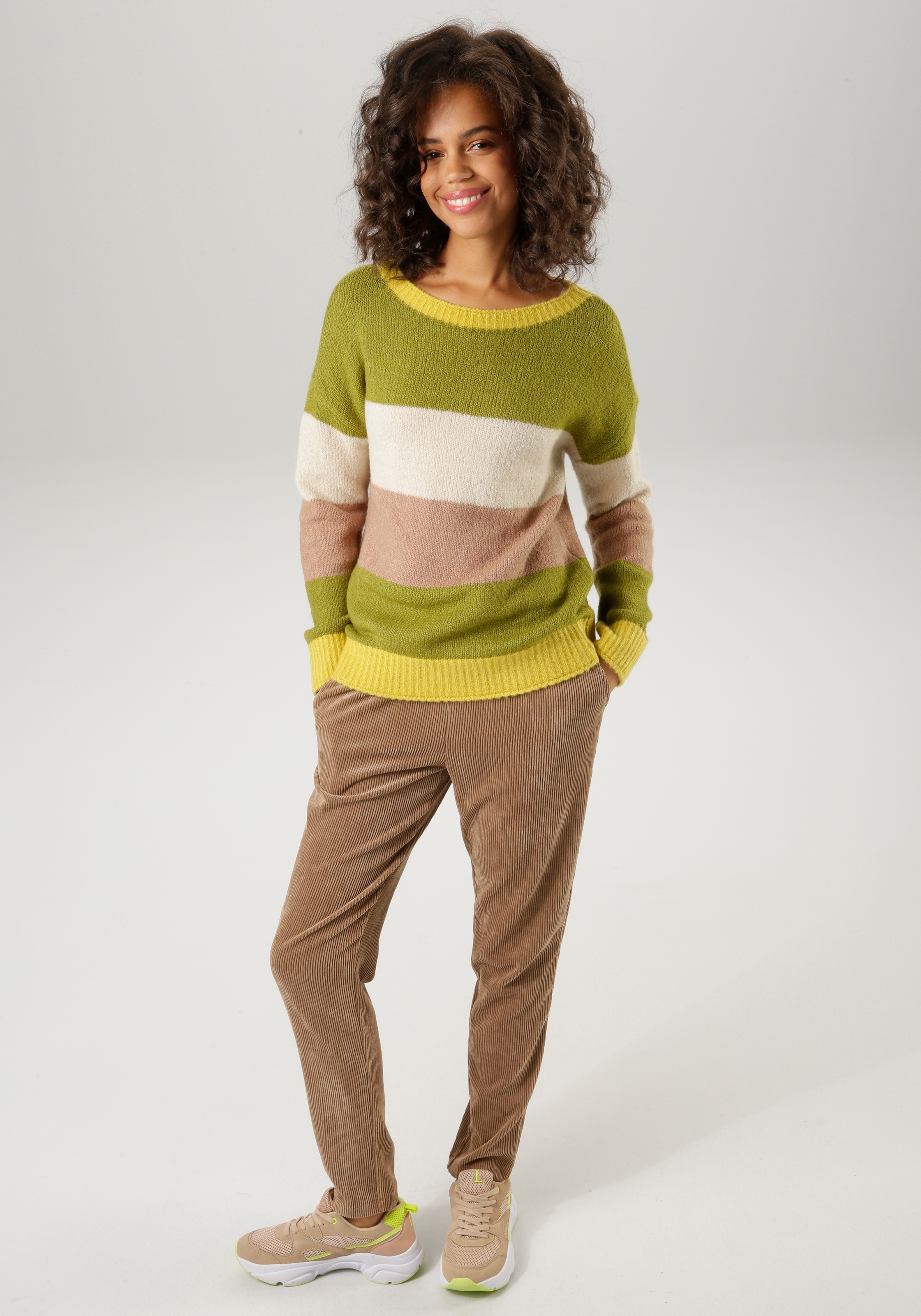 Aniston CASUAL Strickpullover, mit trendfarbenen, breiten Ringeln