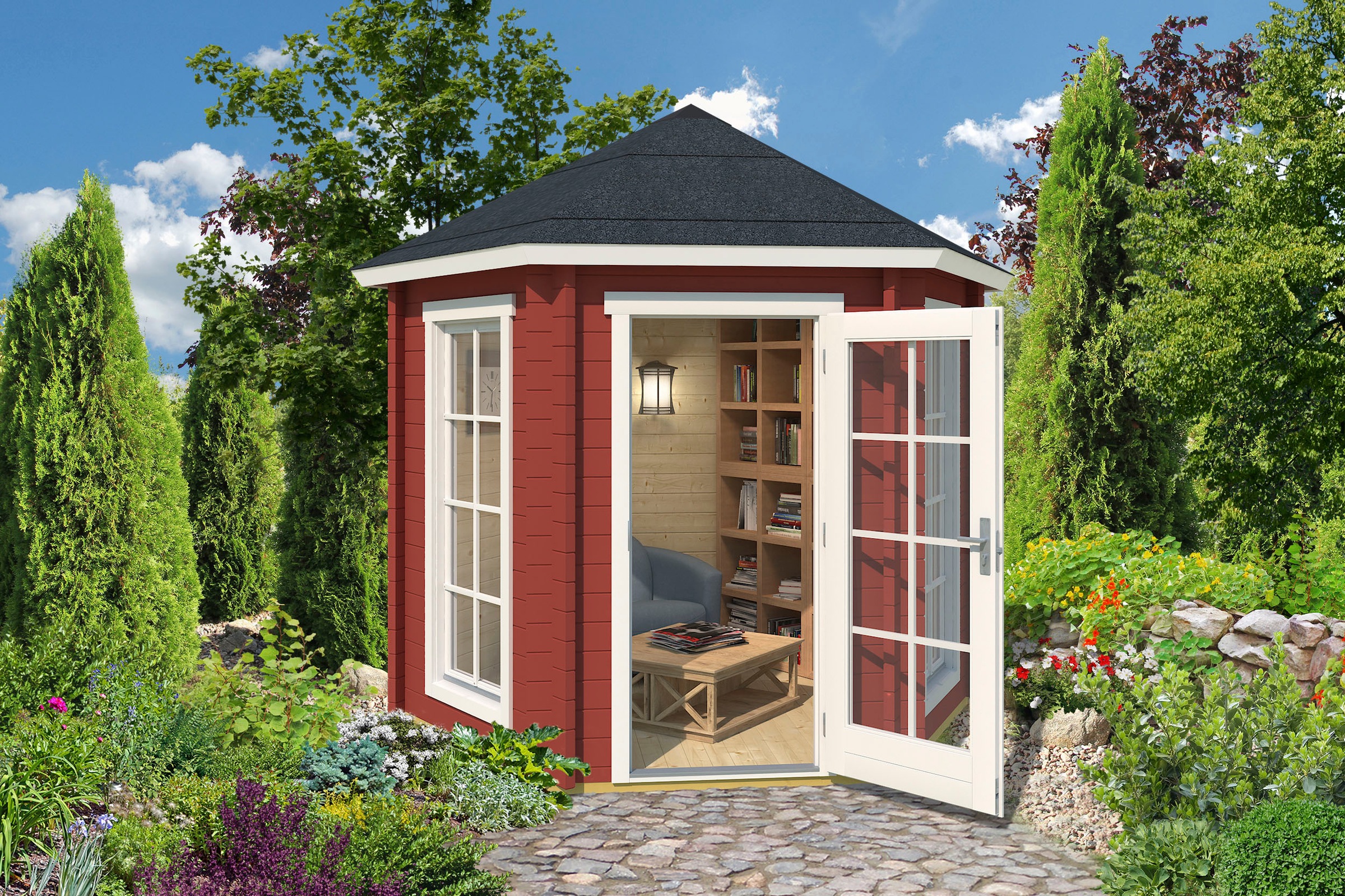 LASITA MAJA Pavillon »Inverness«, (Set, Inklusive Fussbodenbretter zum verlegen), BxT: 320x277,1 cm, Fichtenholz