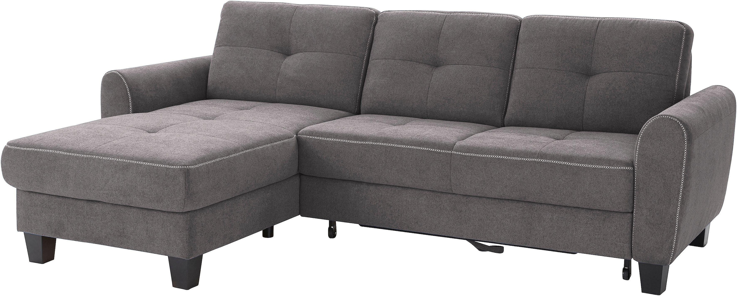 sit&more Ecksofa »Varese L-Form«, mit Federkern, wahlweise mit Bettfunktion und Stauraum