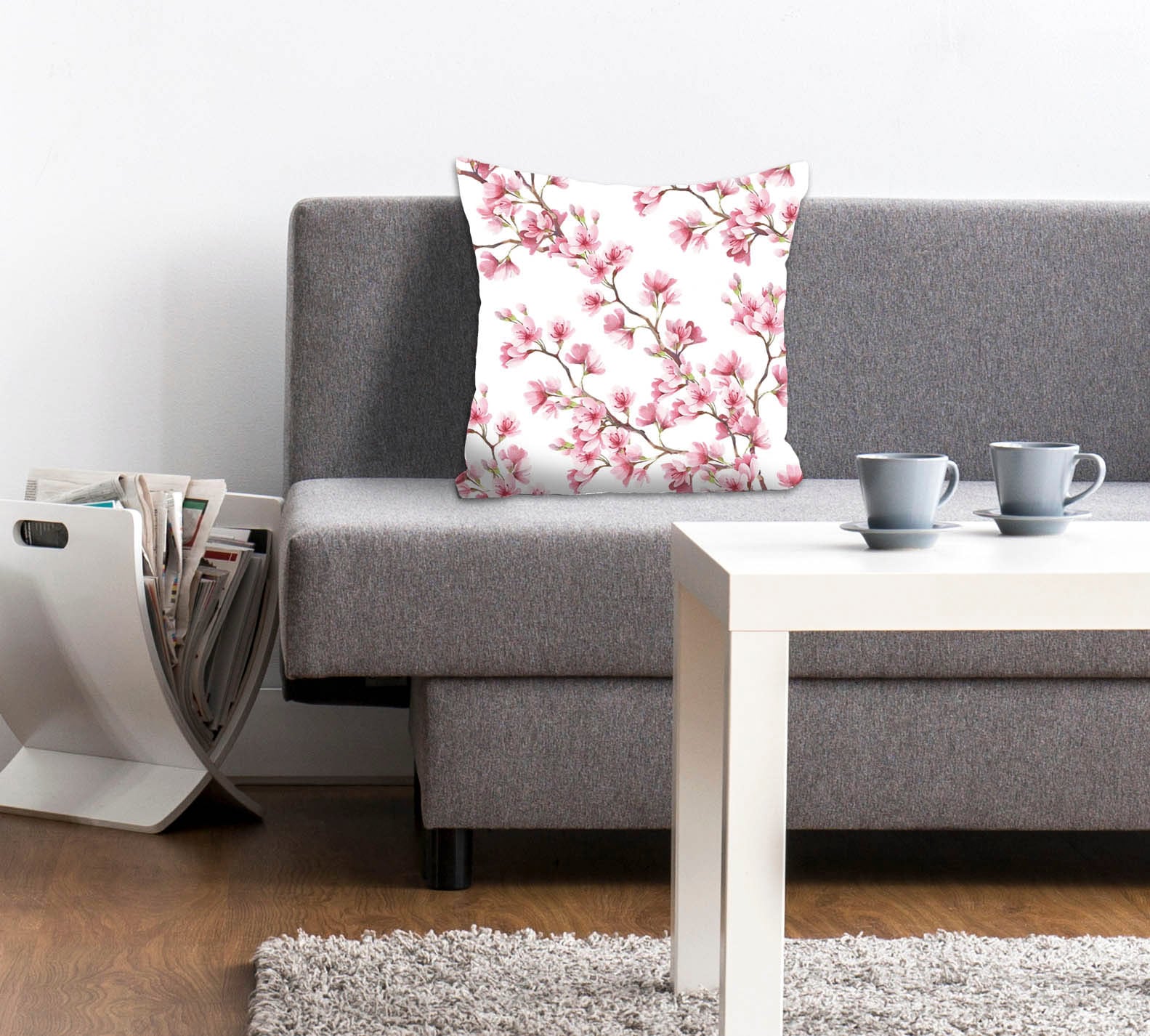 queence Dekokissen »Marcel«, Kissenhülle,Blütenzweige,Pink,Florales Muster,Elegant,Frühlingshaft