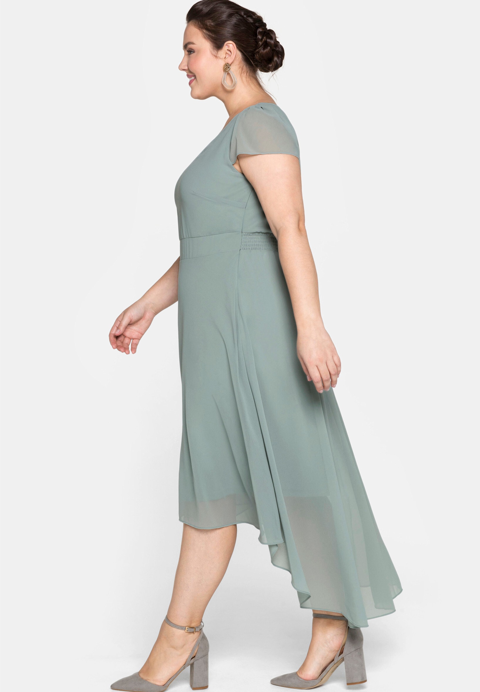 Sheego Jerseykleid »Abendkleid Abendkleid mit Flügelärmeln« Ohne Taschen mit Flügelärmeln