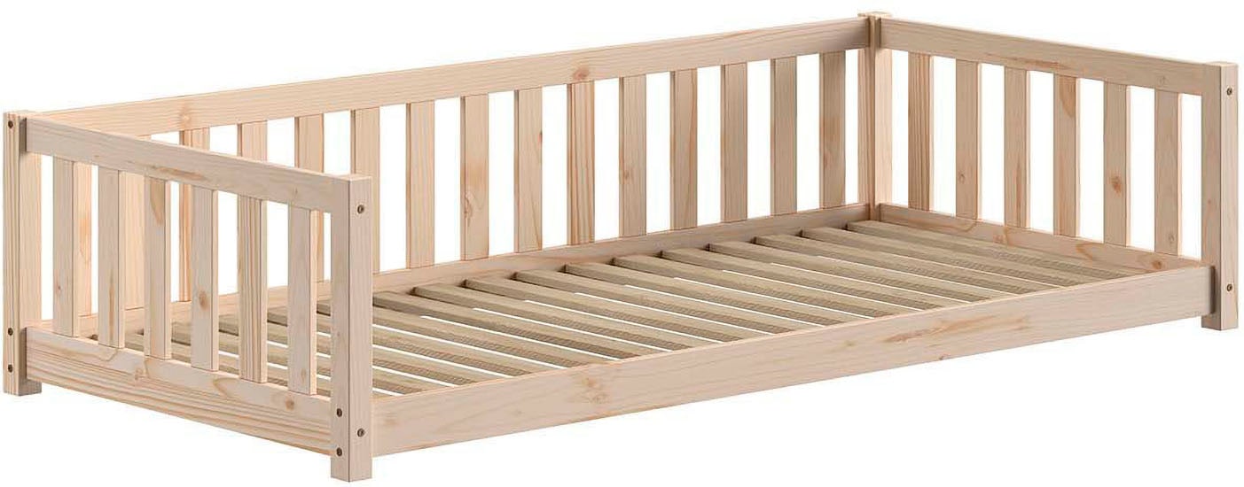 Vipack Kinderbett »Dallas, massiv Bett, Rausfallschutz, umbaubar vom Boden- zum Daybett« inkl. Rolllattenrost und Sprossenumrandung, 90 oder 140x200 cm breit,  stabil und standfest gebaut, wahlweise Kiefer massiv natur oder weiß