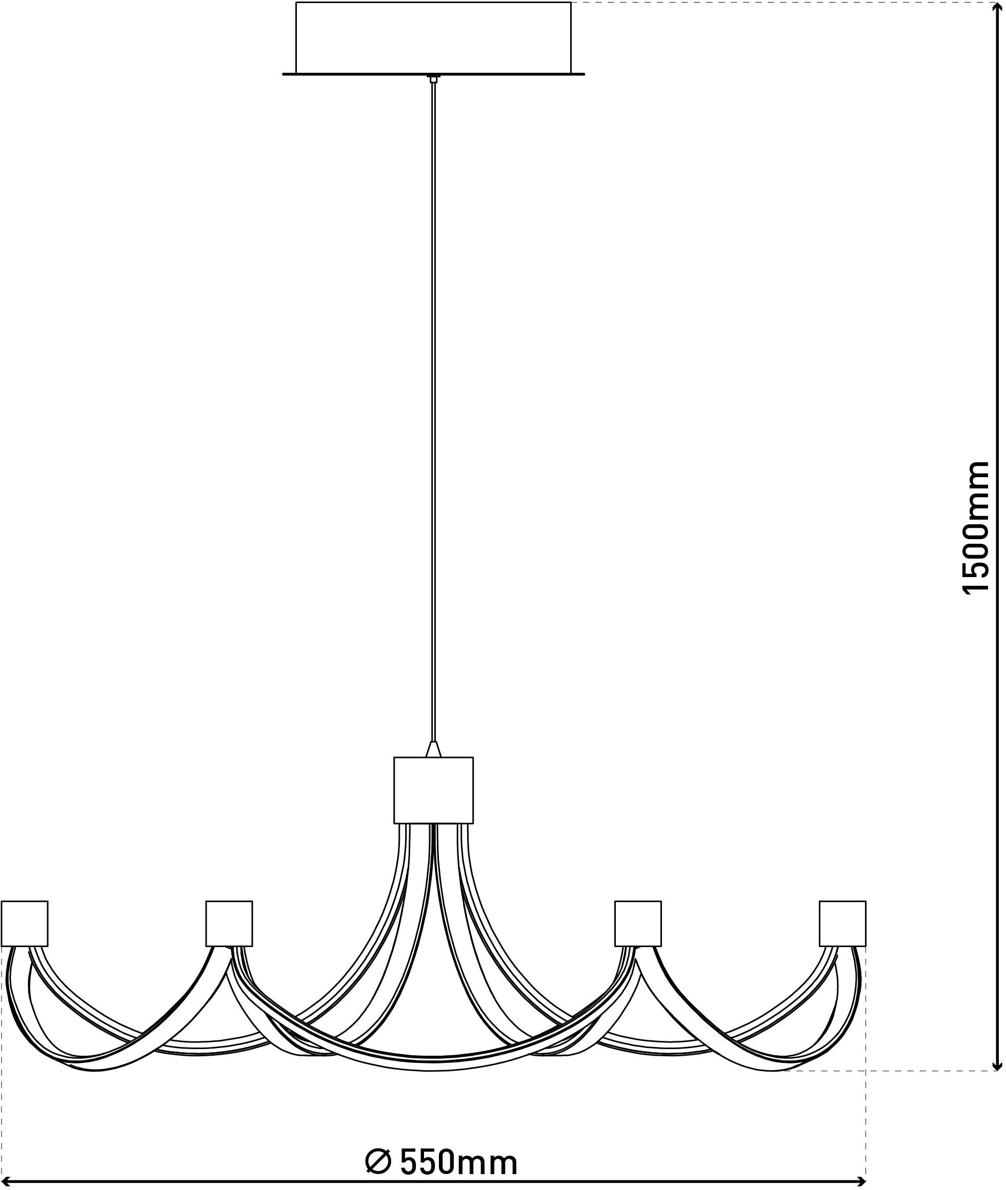 näve LED Pendelleuchte »Festos« LED-Modul 1 Stk. Kronleuchter, stufenweise dimmbar, satiniertes Metall, H: 150cm