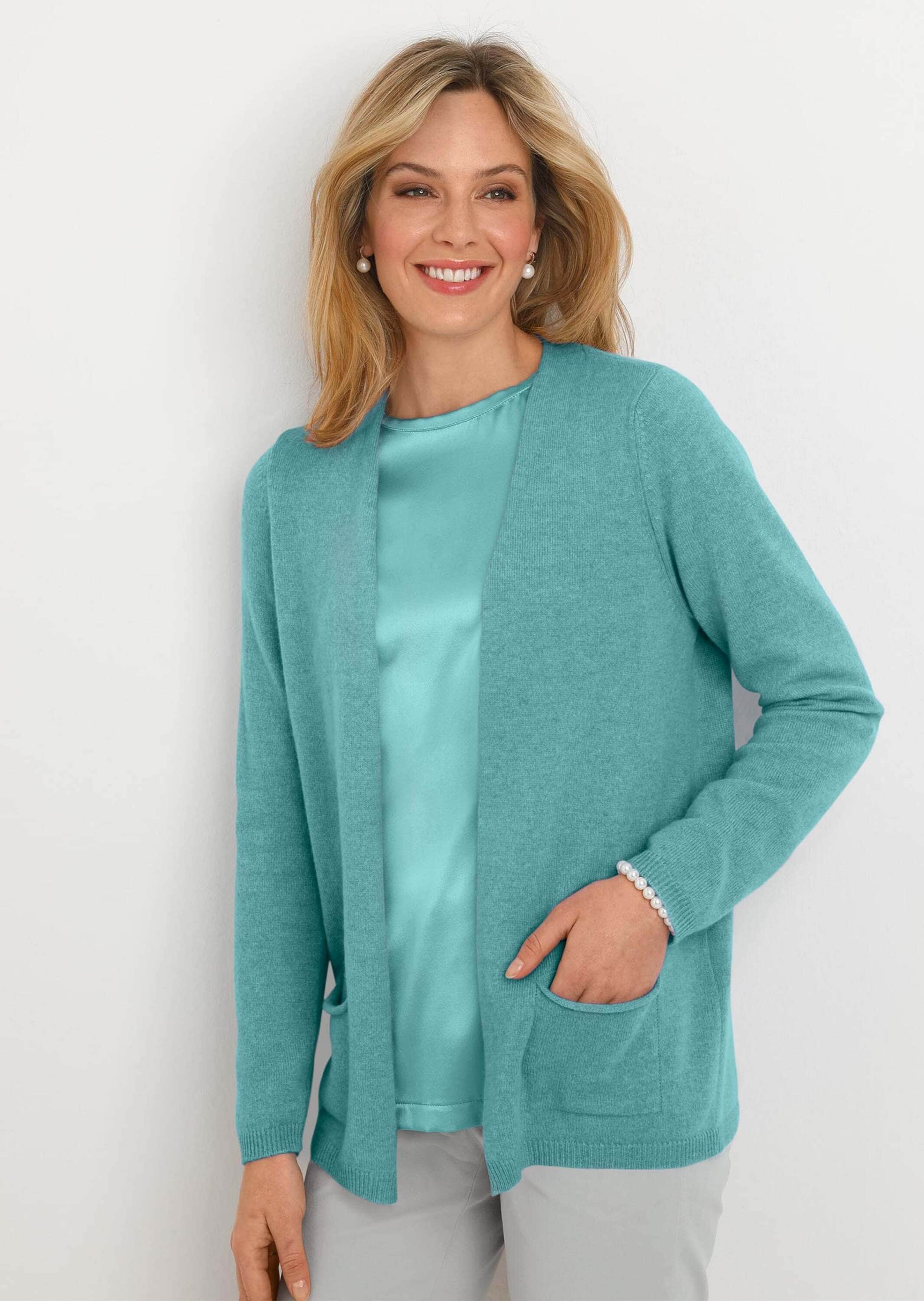 GOLDNER Strickjacke »Kurzgröße Cardigan in langer offener Form«