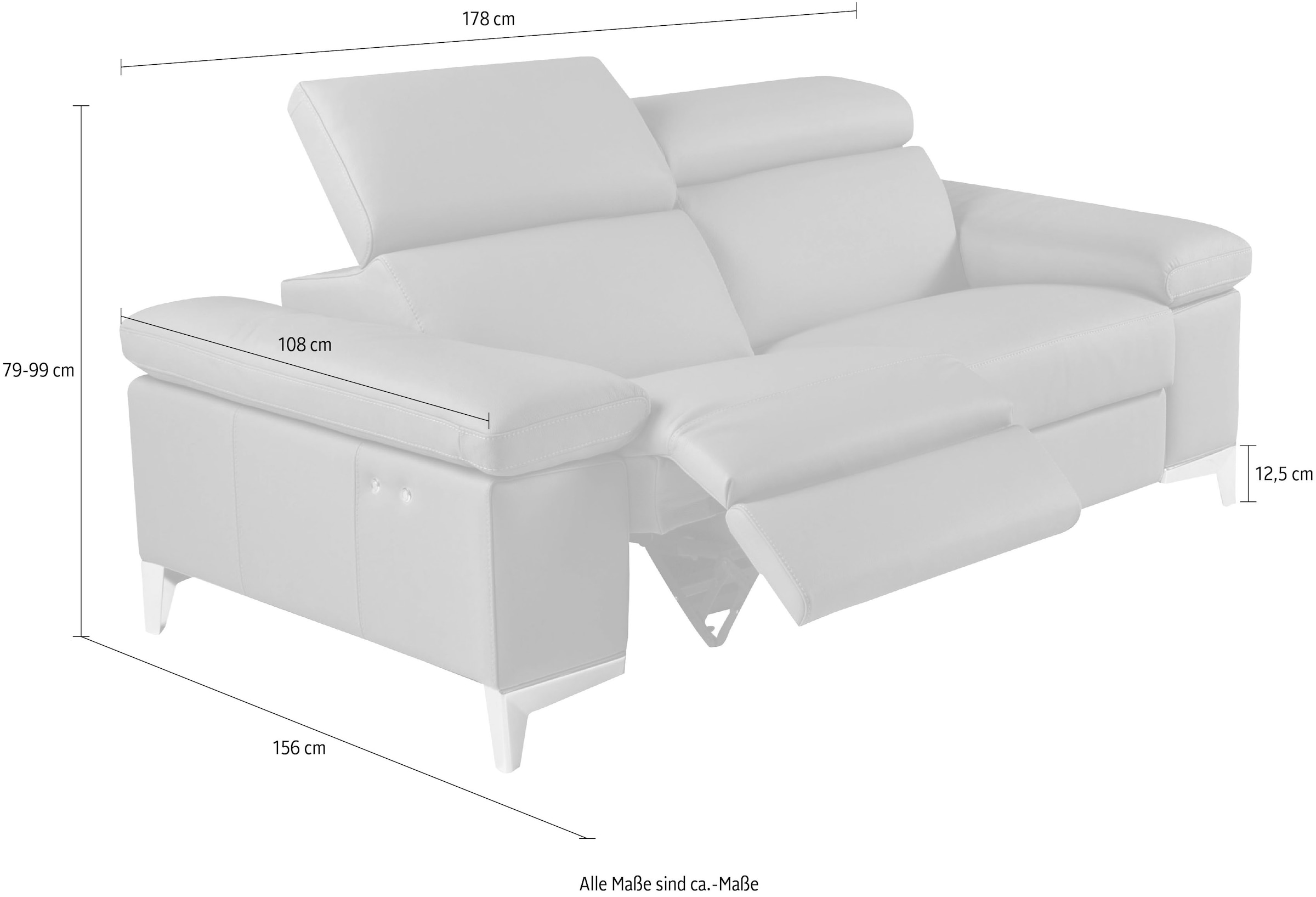 Nicoletti Home 2-Sitzer, mit Kopfteilverstellung, mit oder ohne elektrischer Relaxfunktion