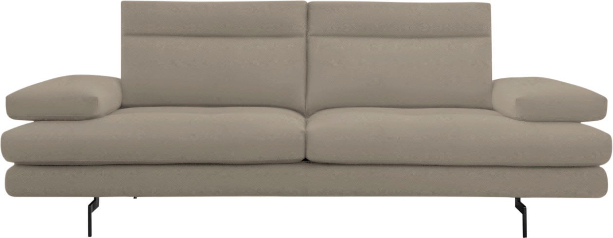 CALIA ITALIA 3-Sitzer »Toby Wing, Designsofa, hochwertige Verarbeitungsdetails, bequem«, inkl. Sitztiefenverstellung und Armteilfunktion, Füße in Schwarz matt