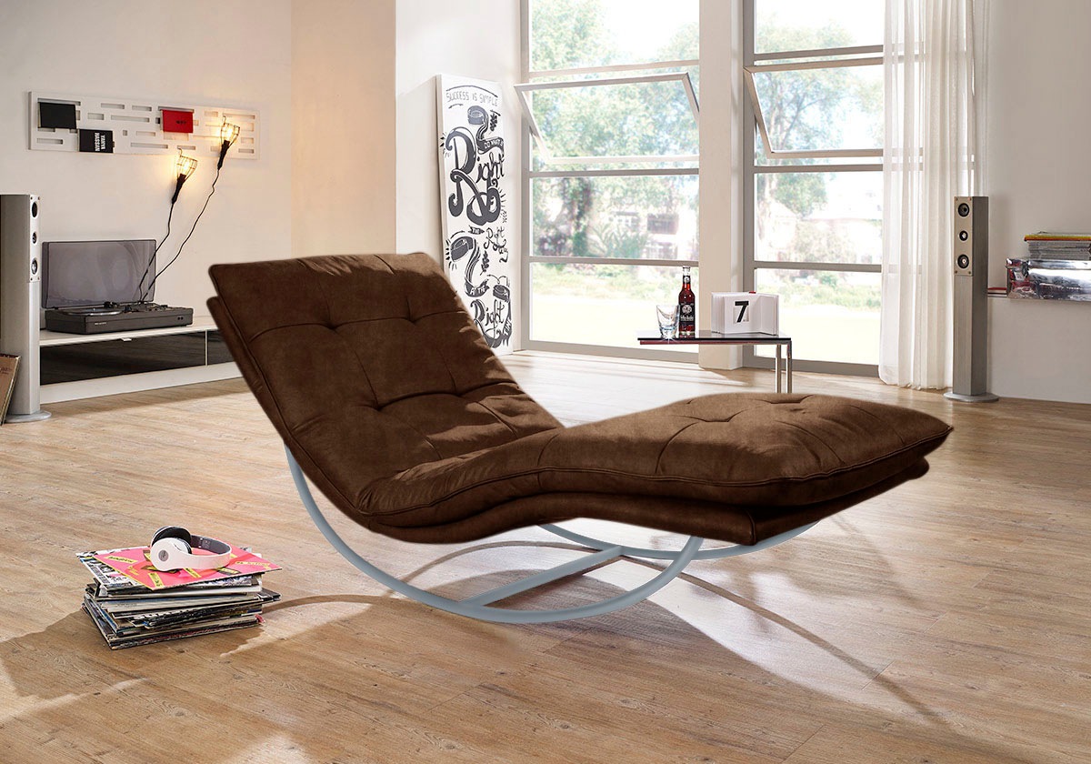W.SCHILLIG Relaxliege »daily dreams«, in Waffelkissen-Optik, Schaukelgestell silber matt, in 2 Breiten