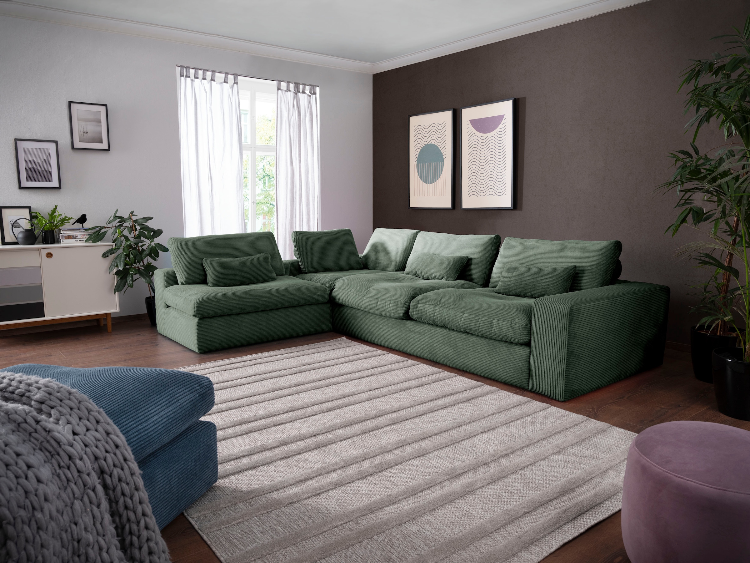 alina Ecksofa »Sandy«, mit losen Sitz und Rückenkissen, in modernem Cordstoff