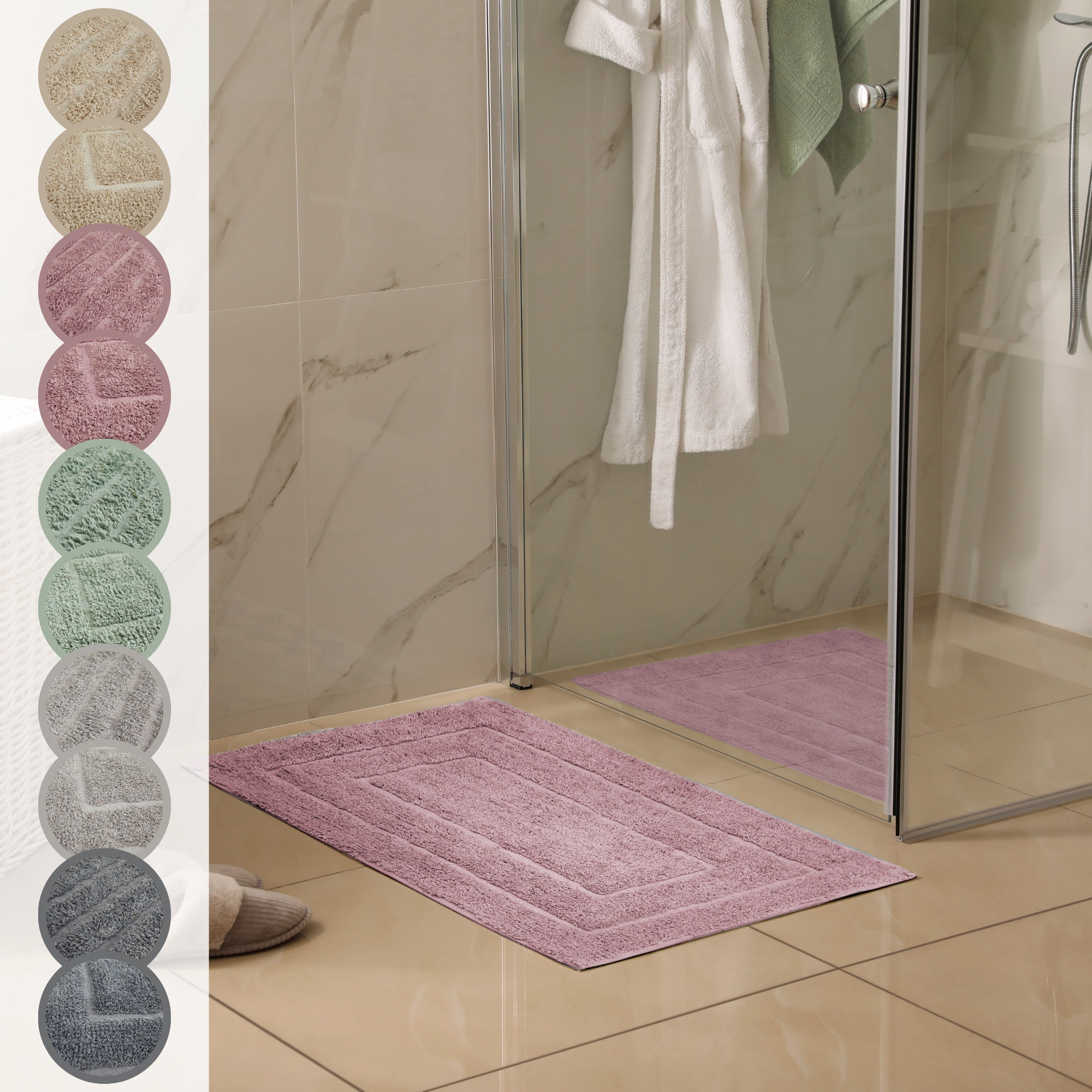 Andiamo Badematte »Havanna, 50x80 cm« Höhe 7,5 mm fußbodenheizungsgeeignet | schnell trocknend Badteppich, Uni Farben, Hoch-Tief Effekt, verschiedene Designs