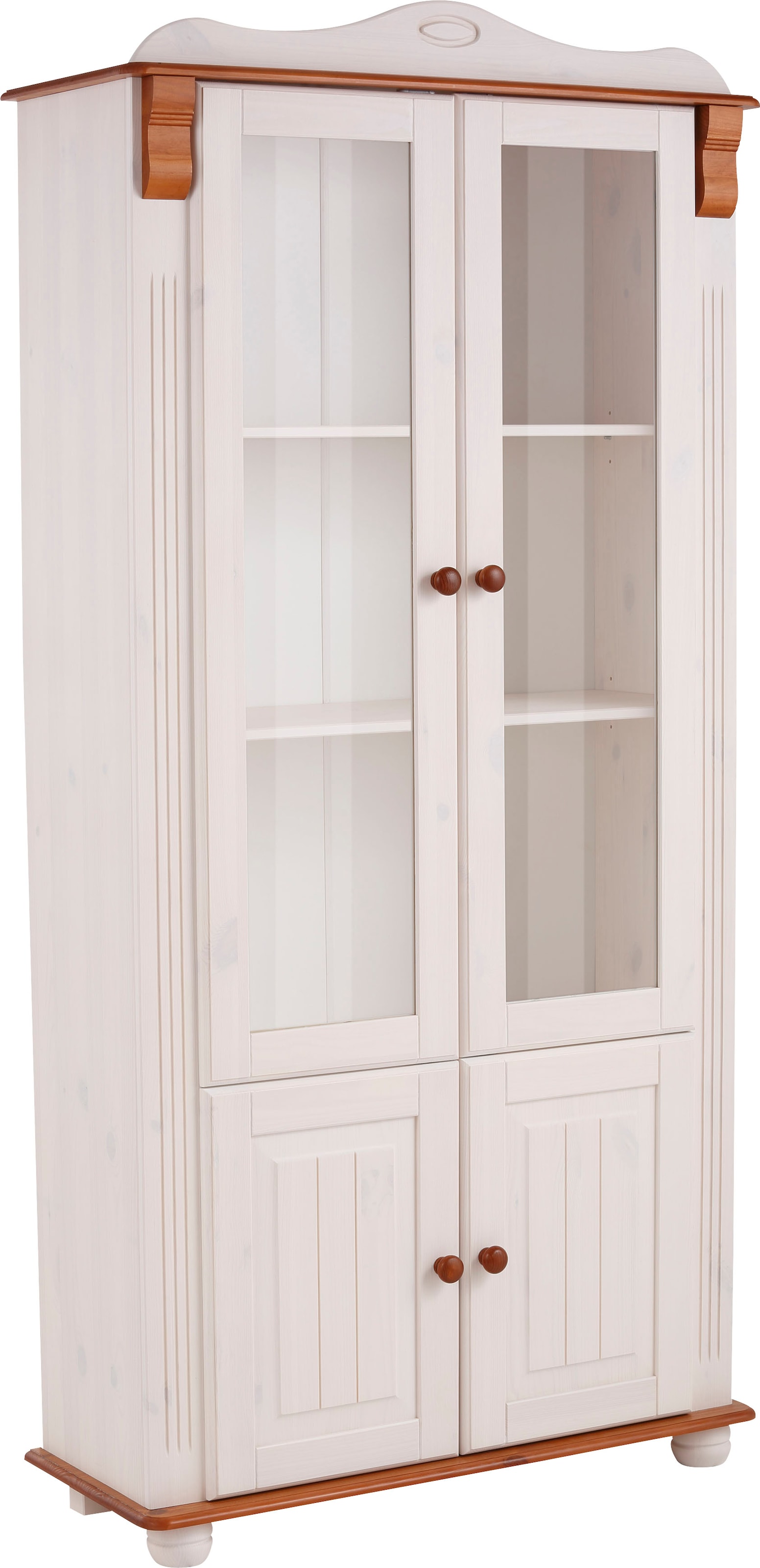 Home affaire Vitrine »Adele«, 4-türig, Höhe 185 cm, mit Glaseinsätzen, aus massiver Kiefer, FSC®