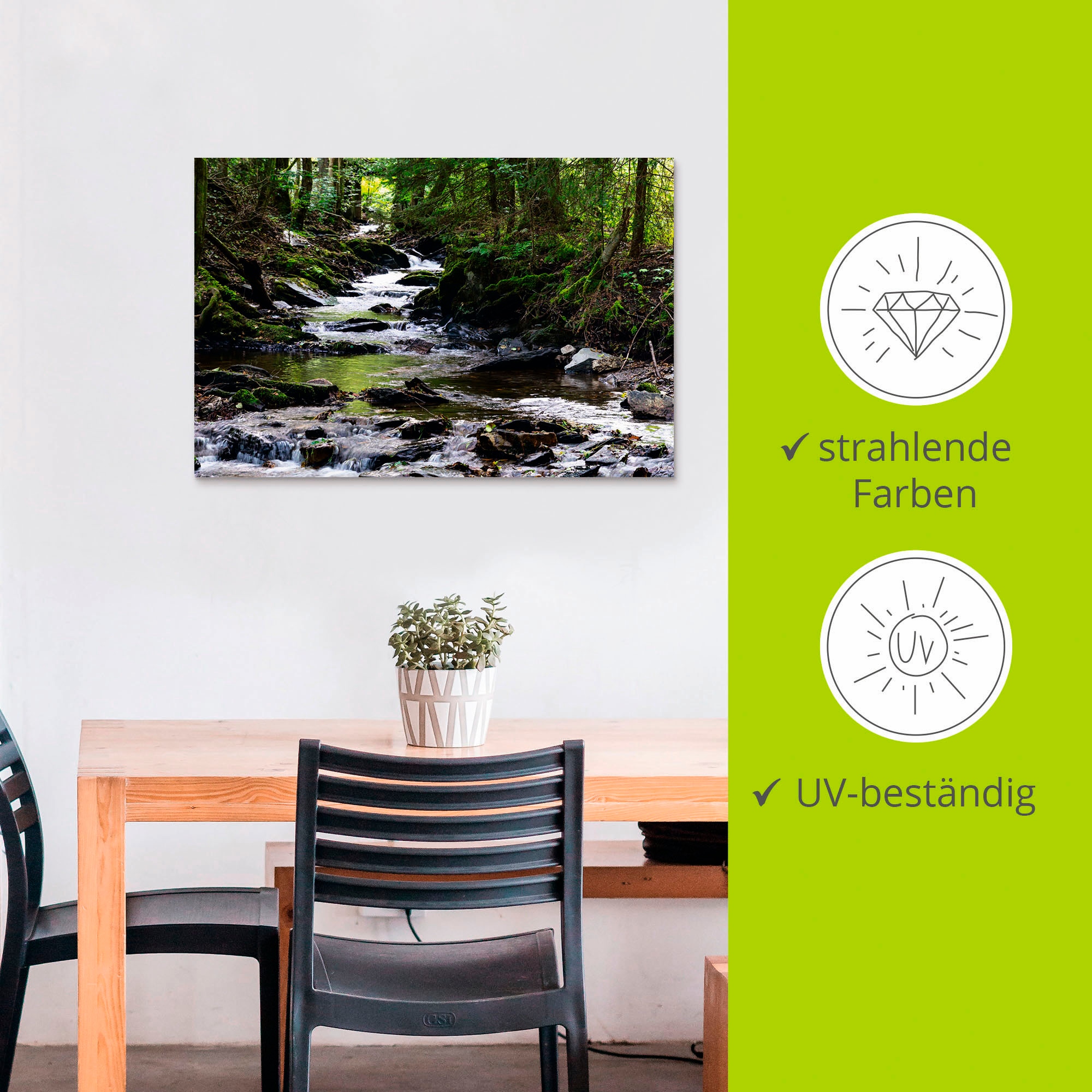 Artland Wandbild »Bachlauf im Wald«, Gewässer, (1 St.), als Alubild, Outdoorbild, Leinwandbild, Poster, Wandaufkleber